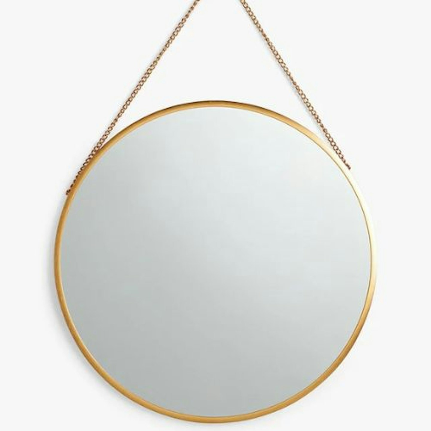 John Lewis ANYDAY Round Metal Frame Chain Hanging Mirror, 50cm, Gold