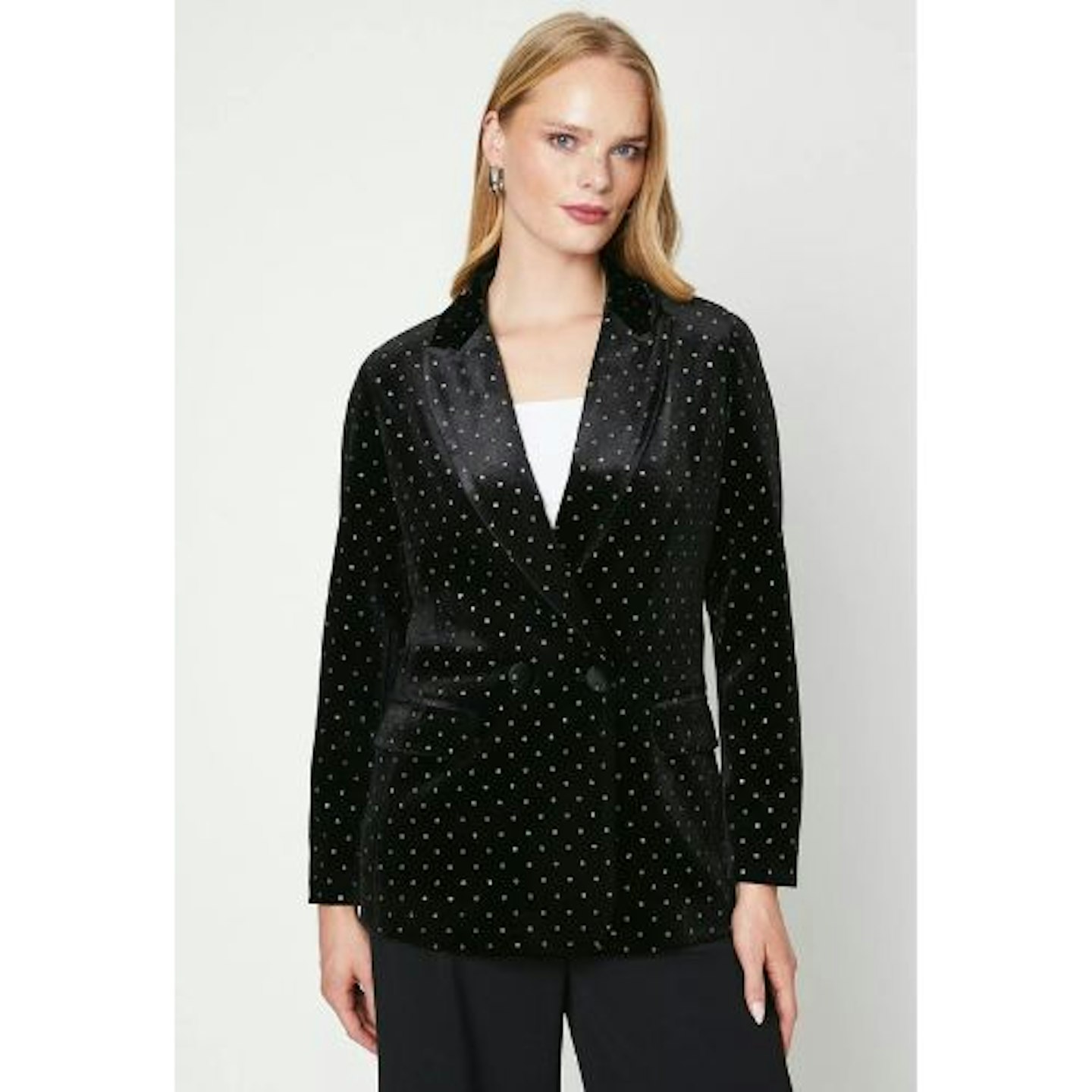 Spot Velvet Double Breasted Blazer