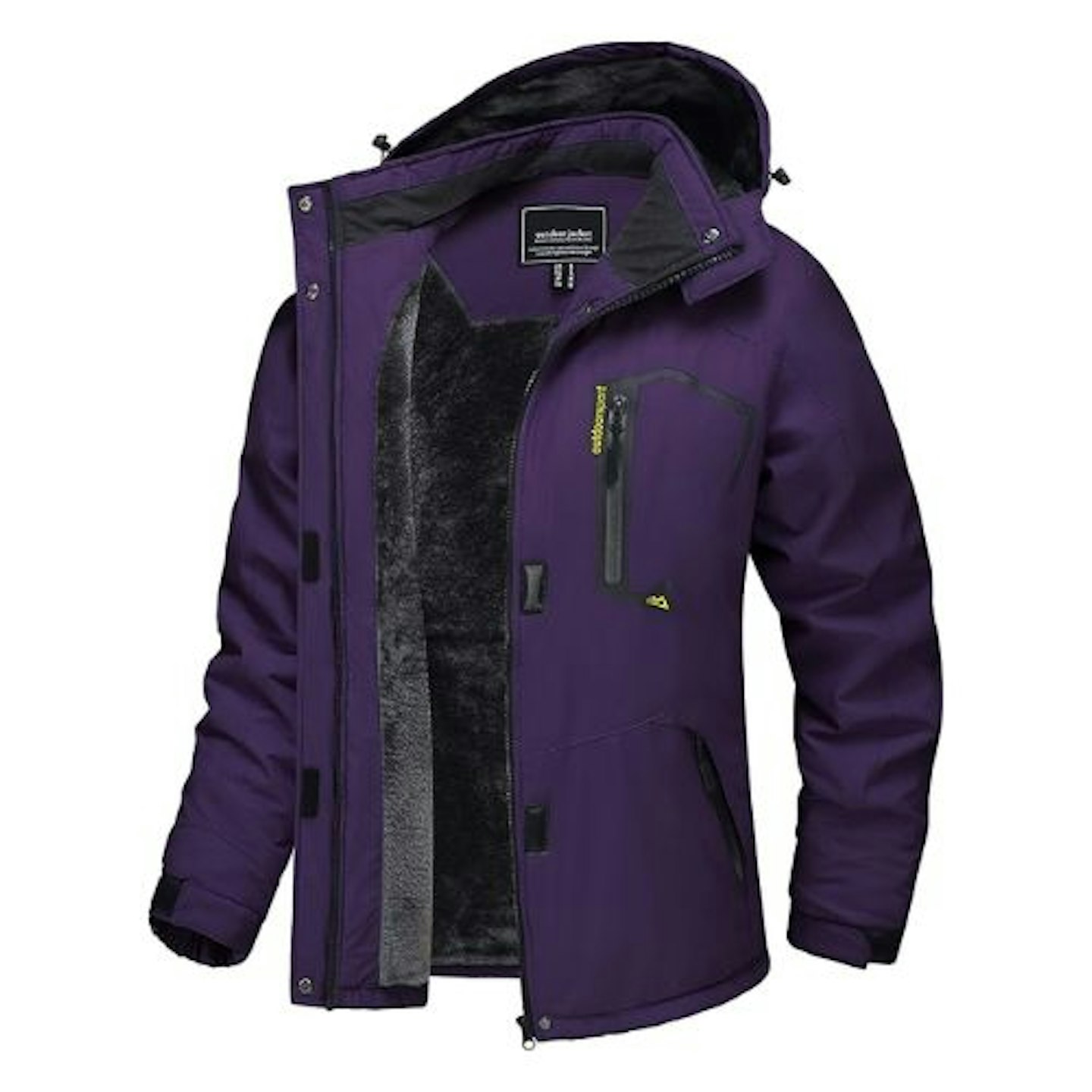 TACVASEN Women's Waterproof Jacket Winter Skiing Outdoor Walking Fleece Coat with Detachable Hood