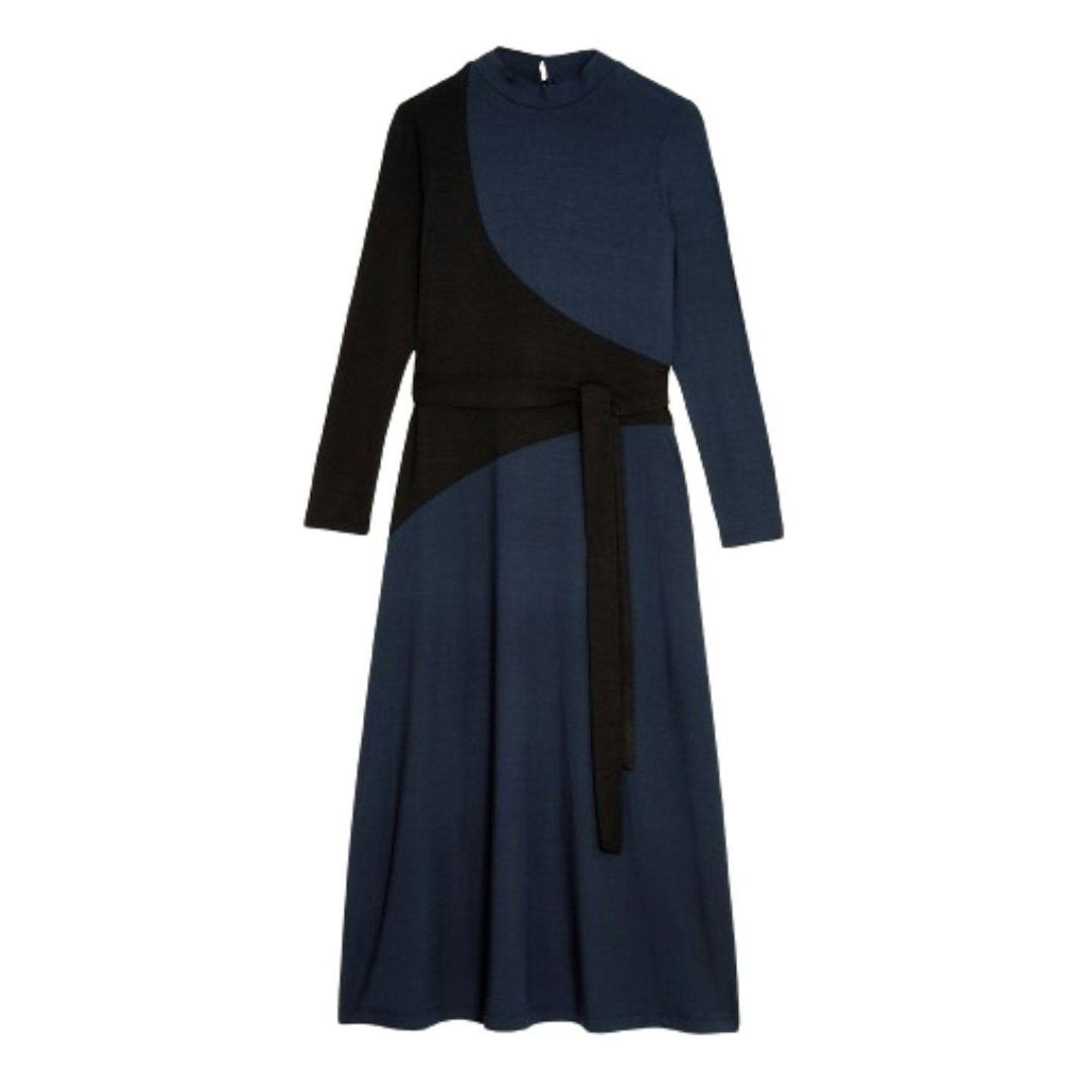 The best Marks and Spencer dresses: JAEGER - Jersey Colour Block Tie Waist Midi Dress