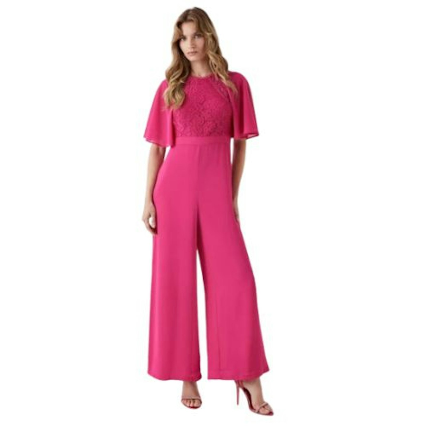 Lace Top Wide Leg Georgette Jumpsuit