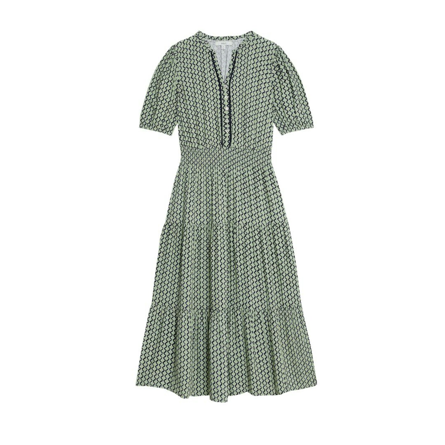 The best Marks and Spencer dresses: Printed V-Neck Shirred Midi Waisted Dress