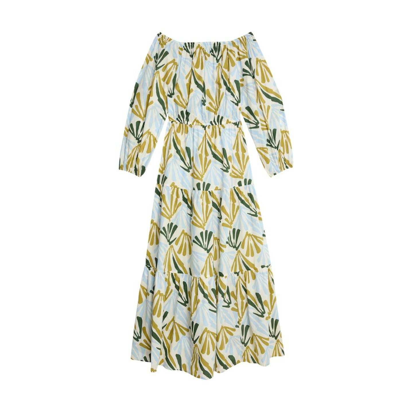 The best Marks and Spencer dresses: Pure Cotton Printed Bardot Midaxi Beach Dress