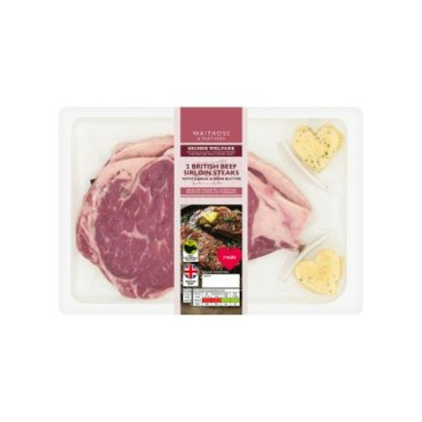 Waitrose 2 Sirloin Steaks with Garlic Butter