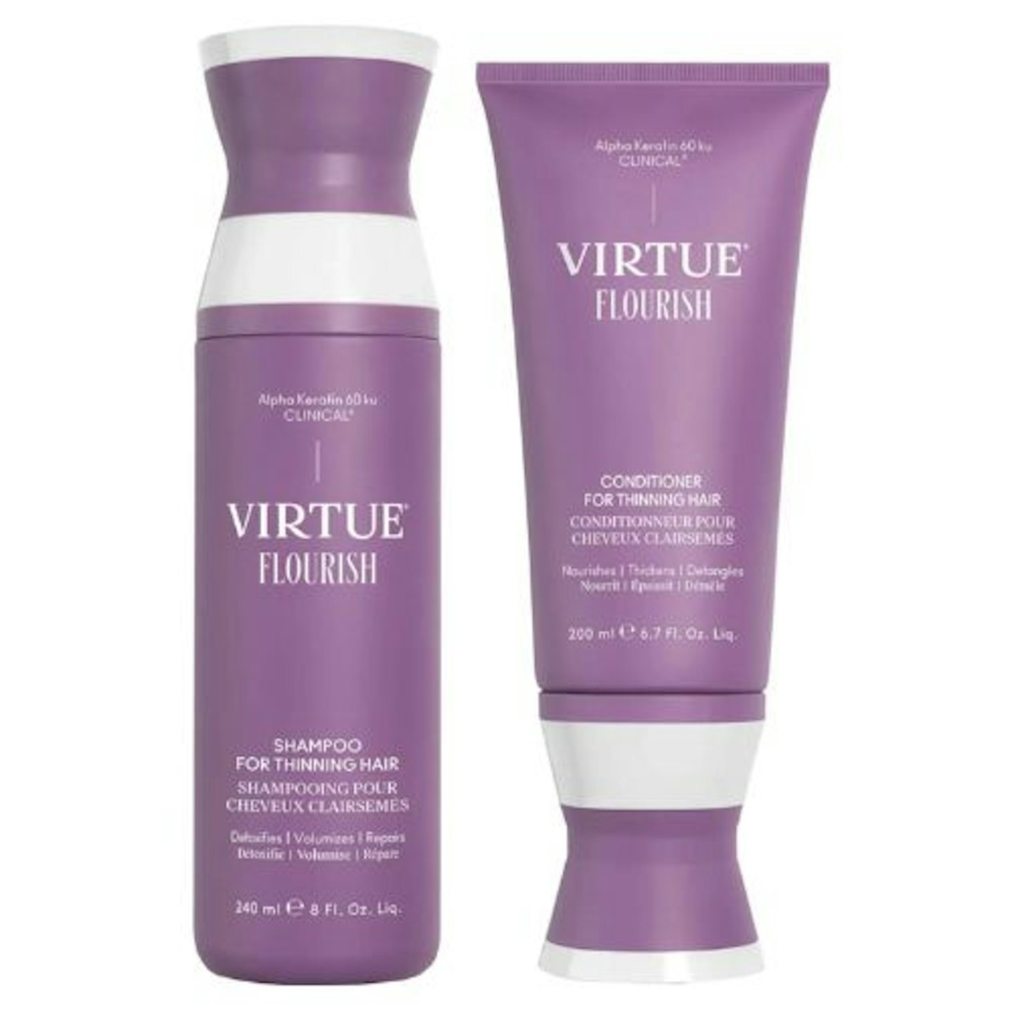 VIRTUE Flourish Shampoo and Conditioner for Thinning Hair Bundle