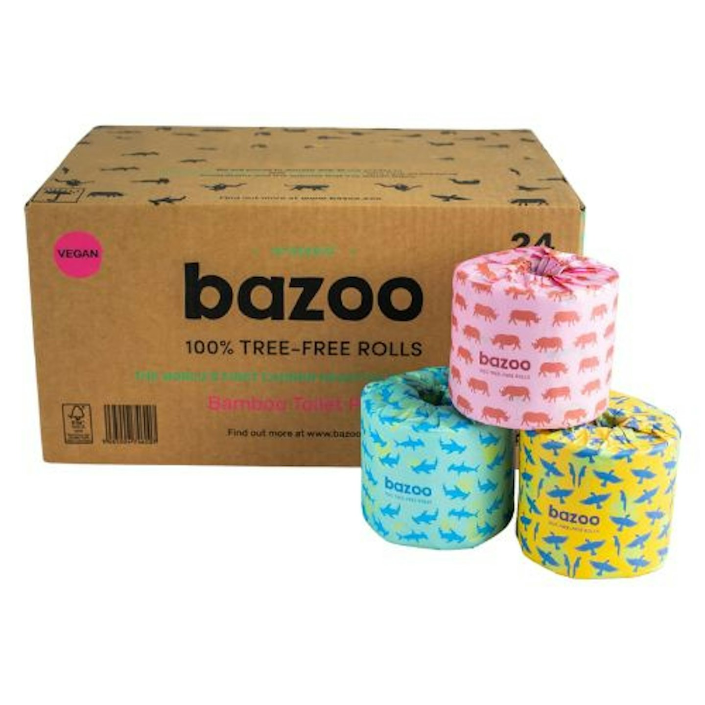 Bazoo  Luxury Bamboo Toilet Paper | Box of 24 Rolls