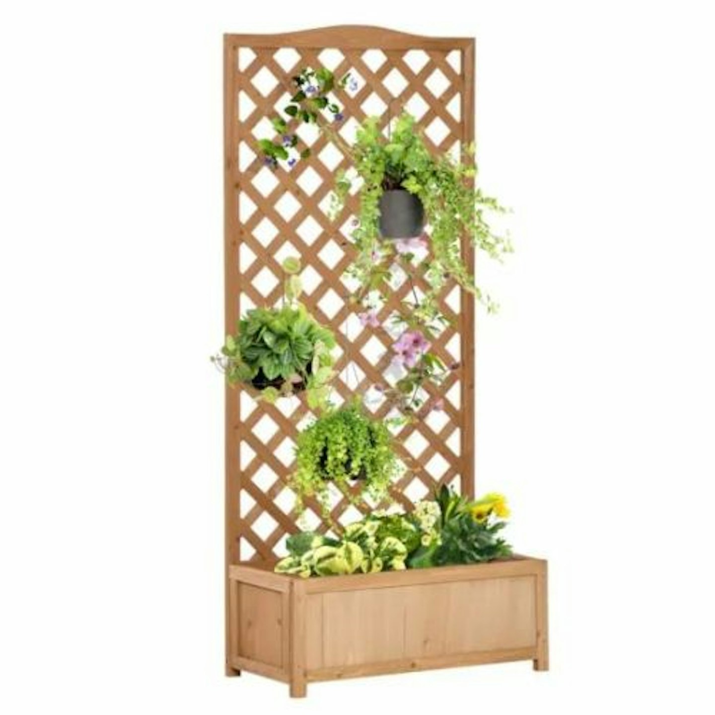 Outsunny Garden Wooden Planter Box With Trellis Flower Raised Bed 76X36X170Cm - Brown