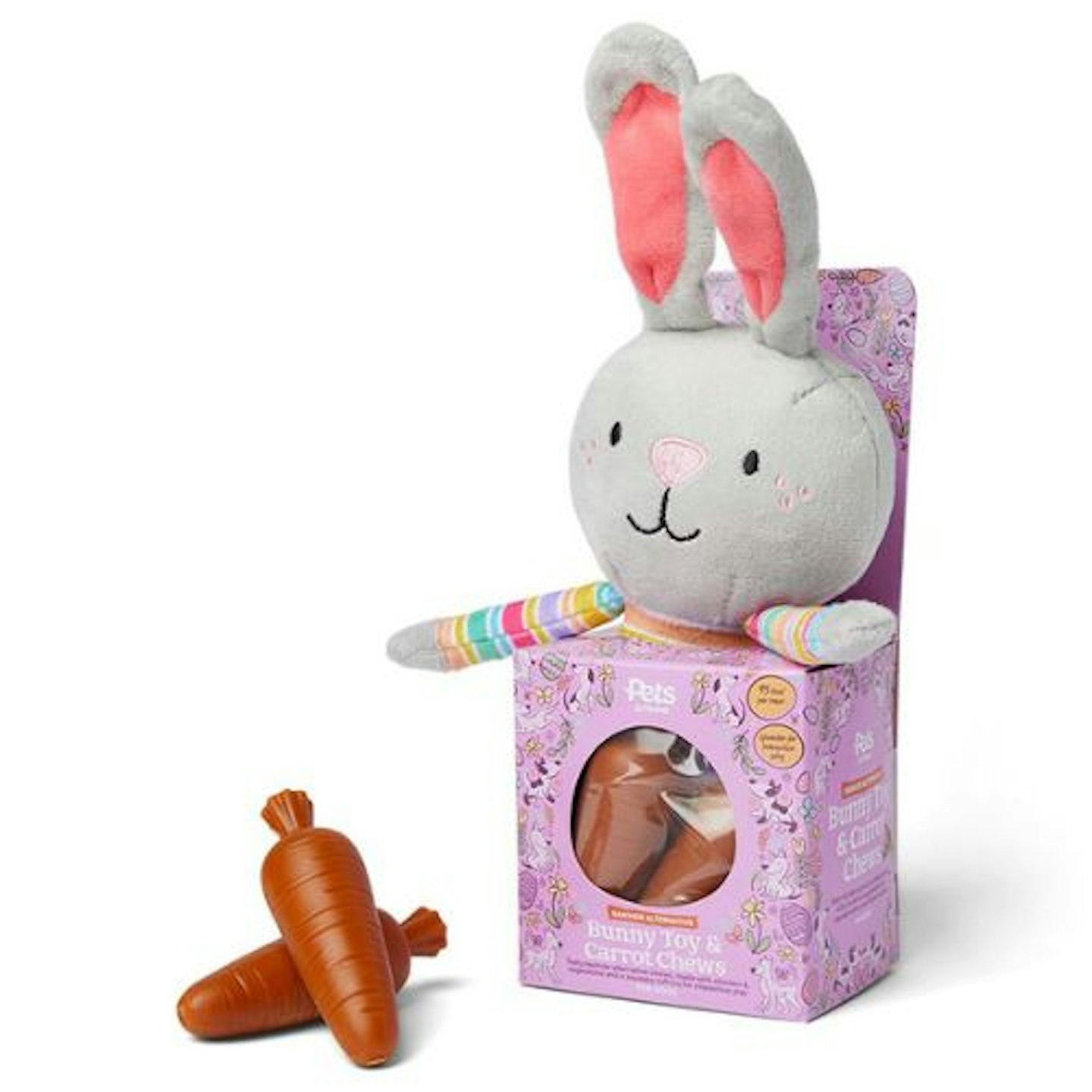 Pets at Home Easter Bunny Dog Toy and Carrot Chew Treat Set