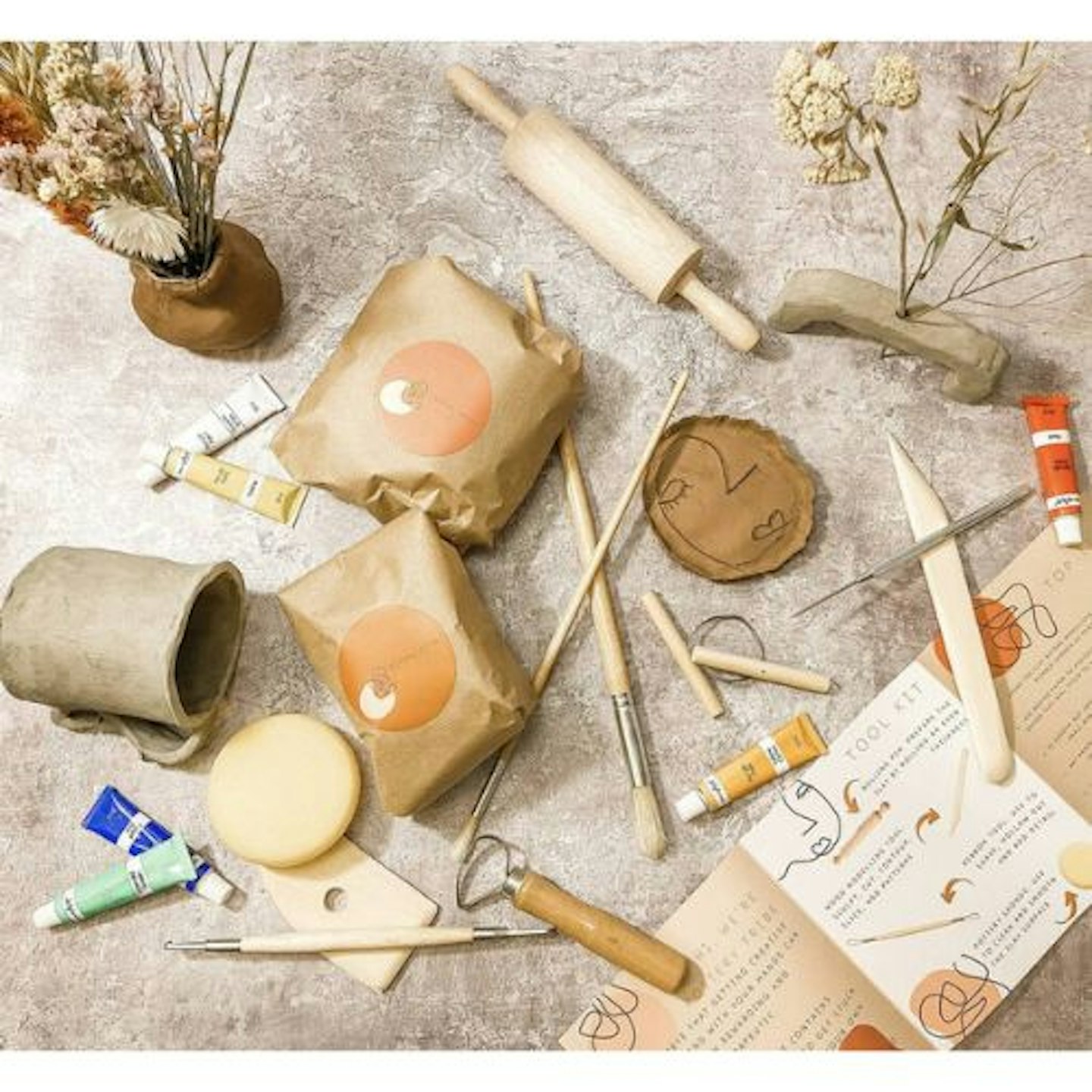 'Potter And Paint' Air Drying Clay Pottery Kit