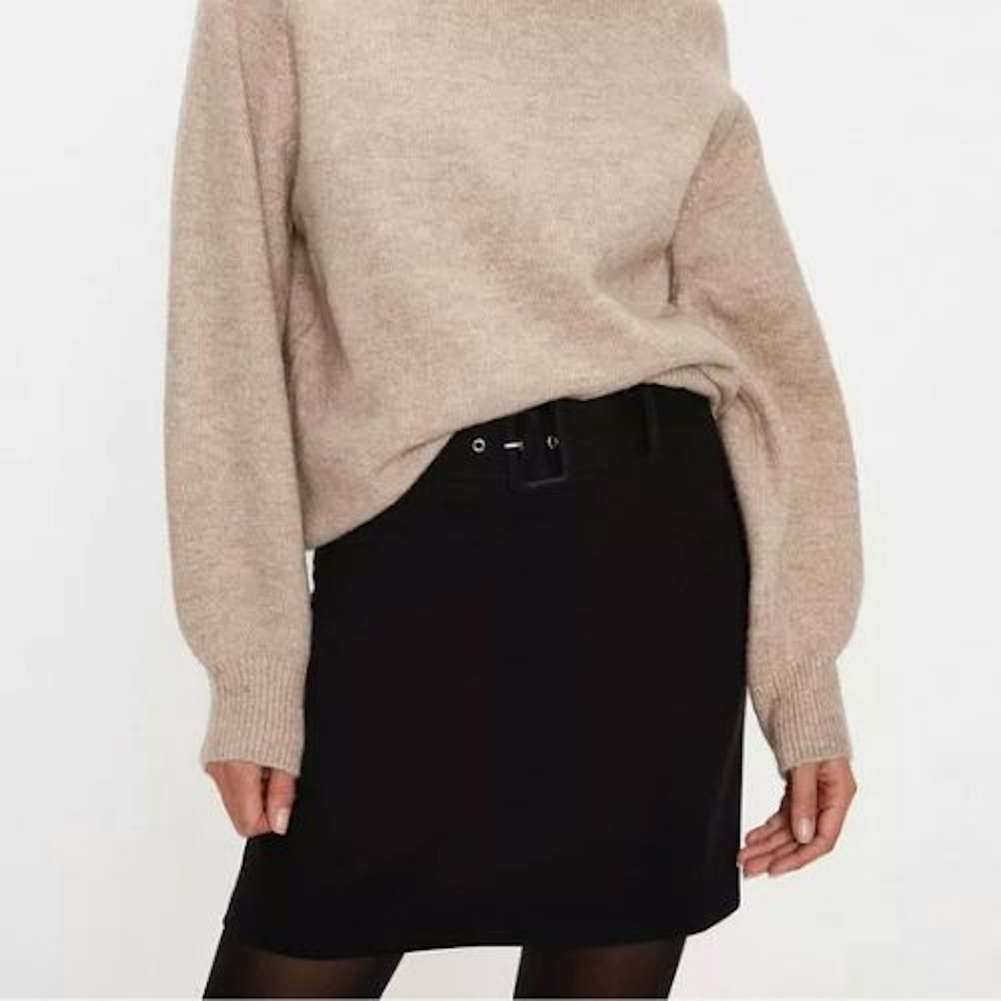Premium Ponte Belted Mini Skirt