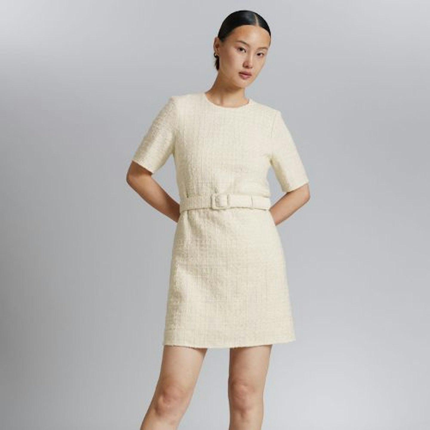 Tweed Belted Mini Dress