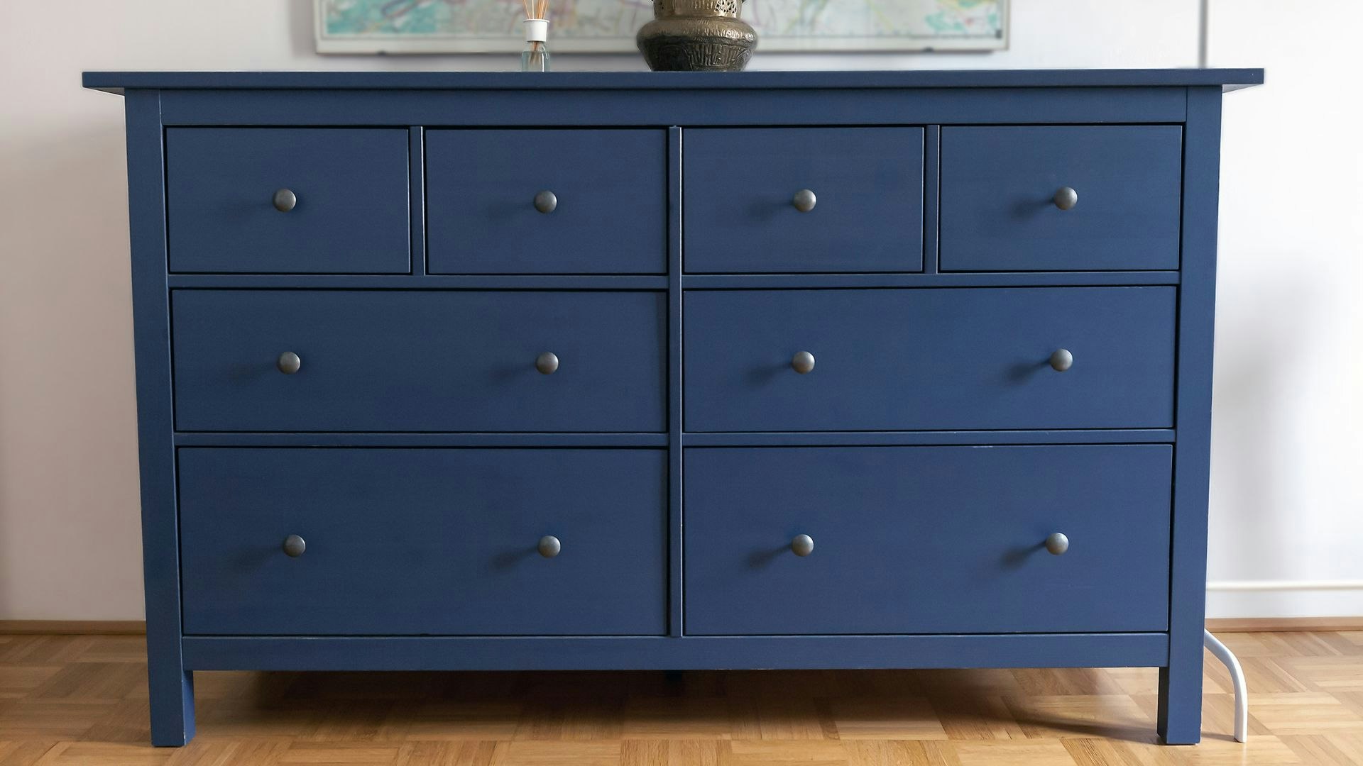 Navy bedroom ideas: A navy blue chest of drawers