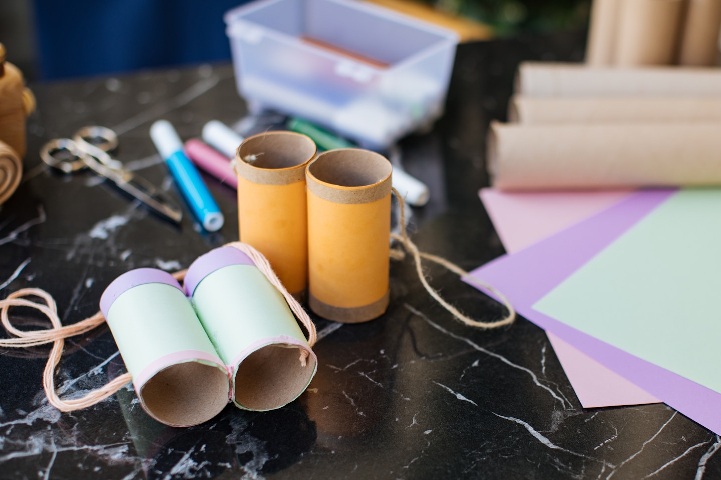 Tissue rolls glued together for storage