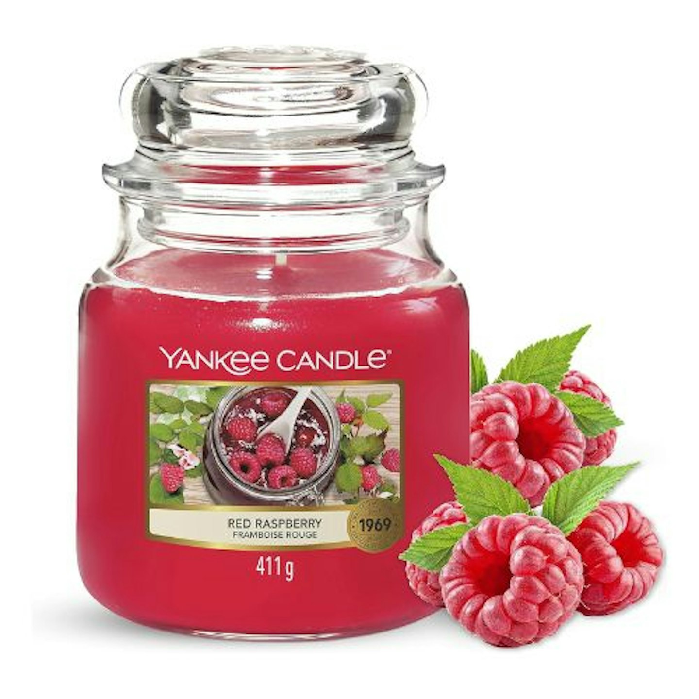 Yankee Candle Scented Candle | Red Raspberry Medium Jar Candle| Burn Time: Up to 75 Hours