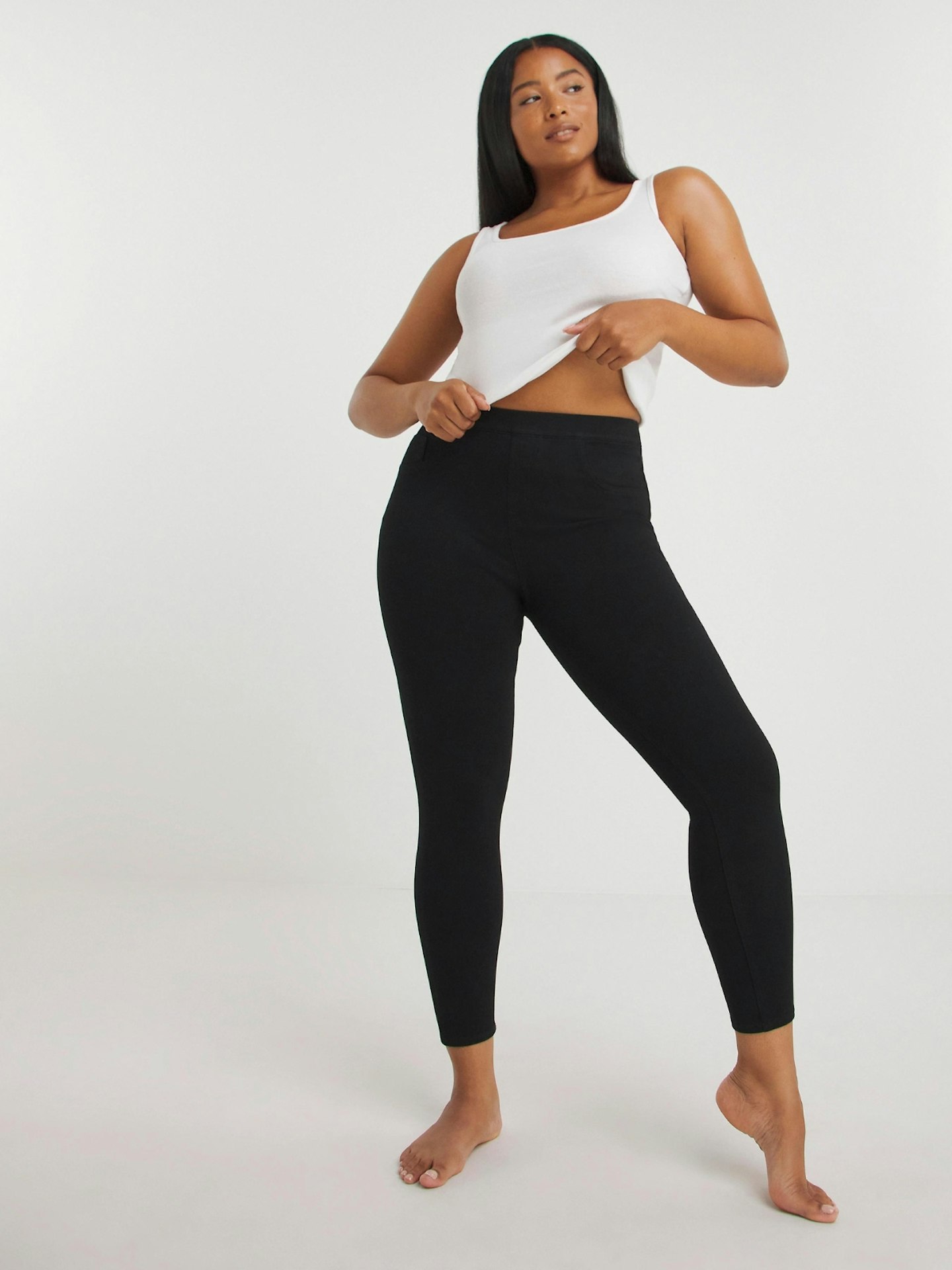 Ladies Black Firm Control LEGGINGS Shaping Slimming High Waist Tummy Tucker  8-24