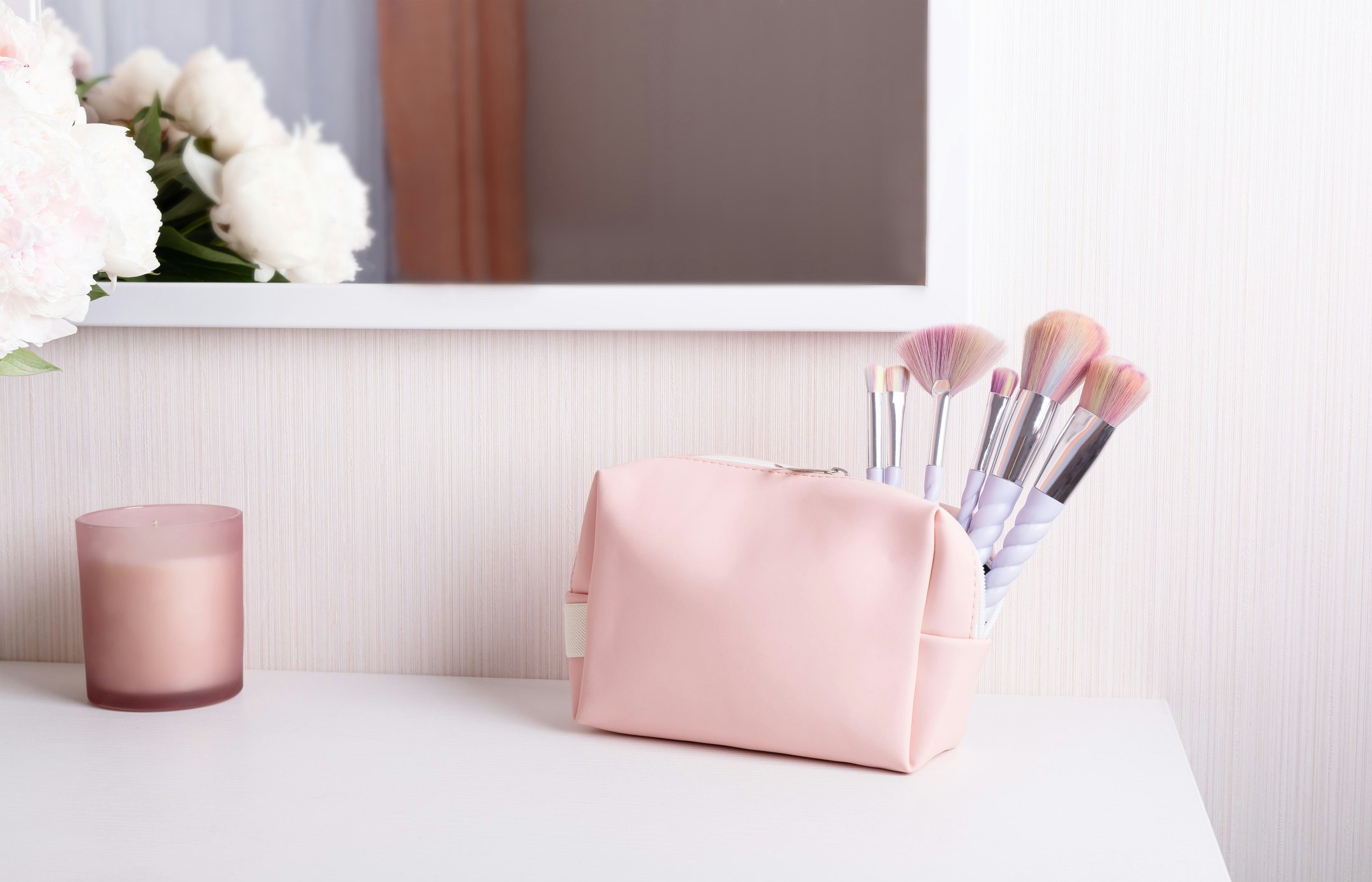 make up bag on a dressing table