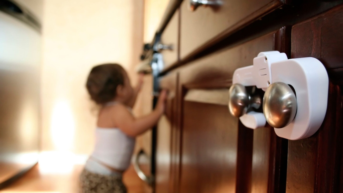 baby lock on cupboard door