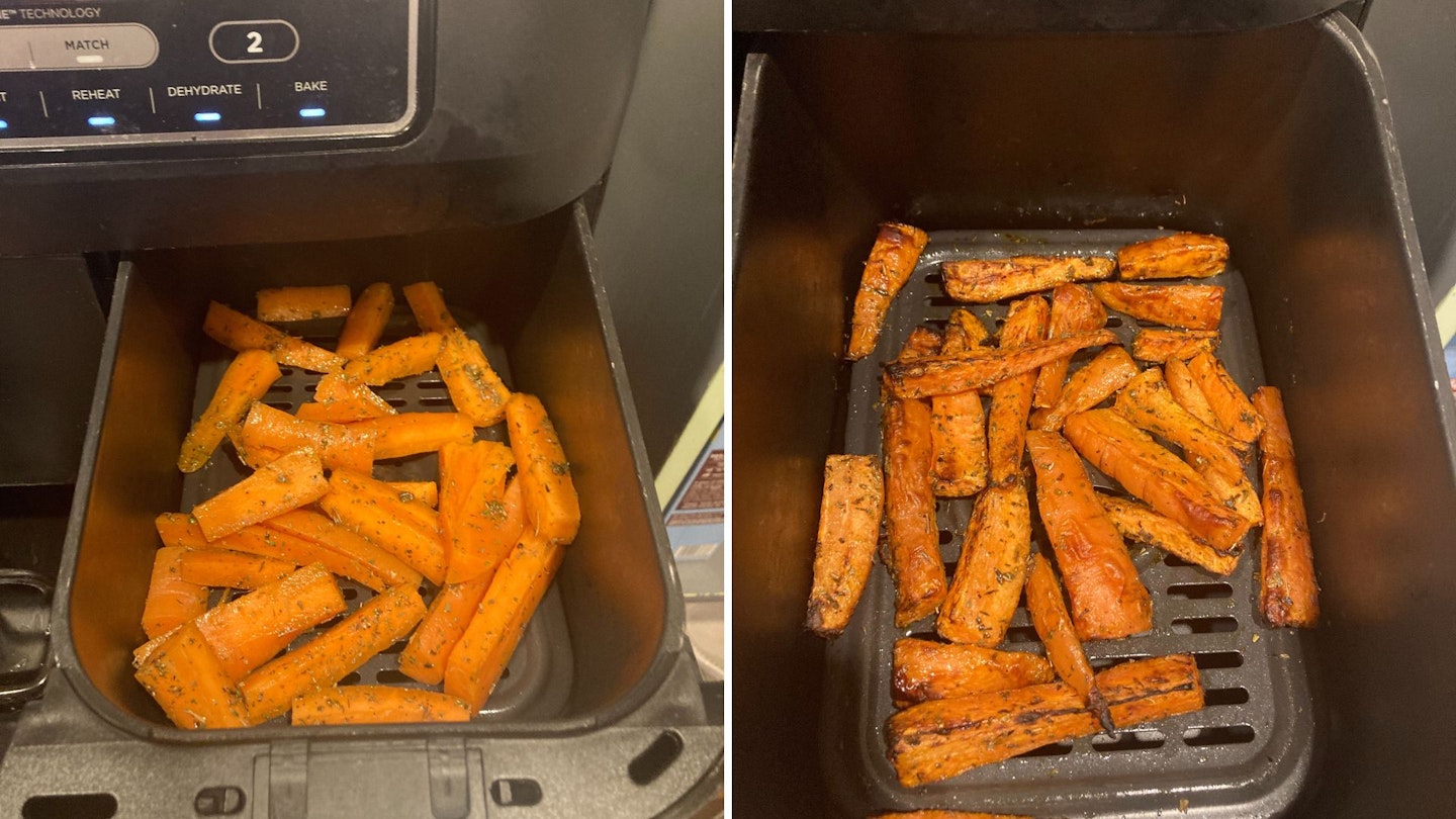 Roasting carrots in the Ninja Foodi Dual Zone AF300UK Air Fryer
