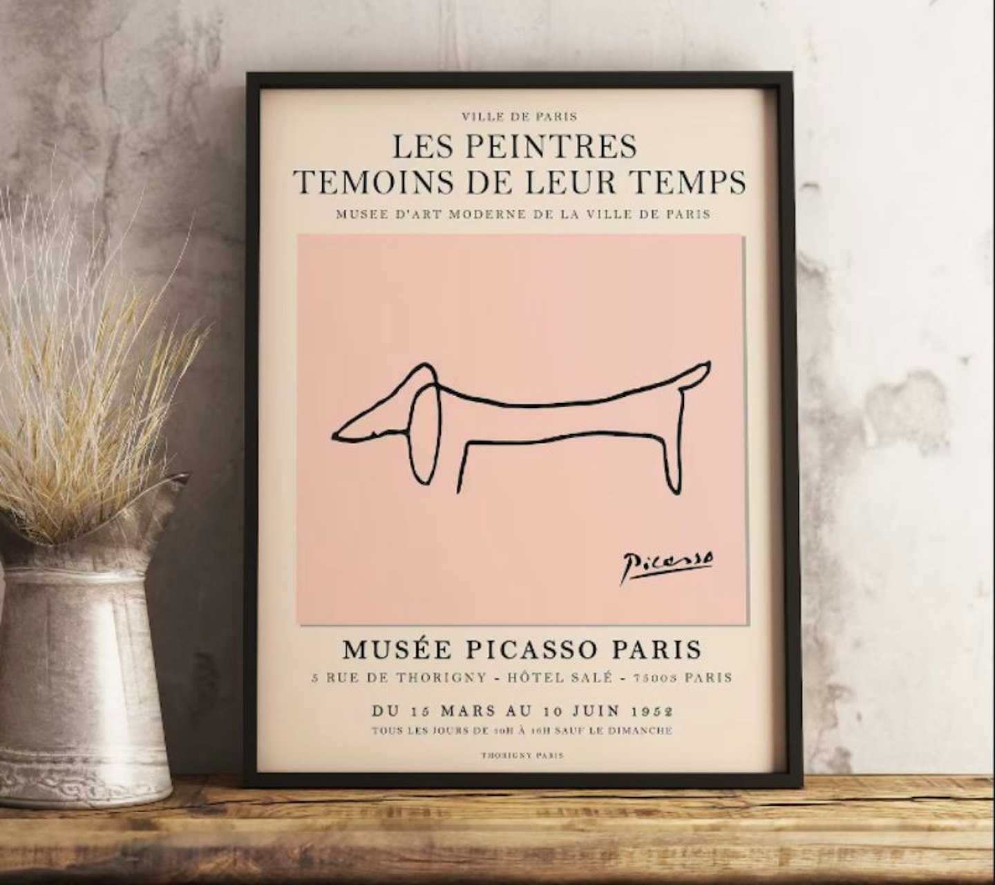 TheWorldGallery Picasso Exhibition Poster, Pink Dachshund