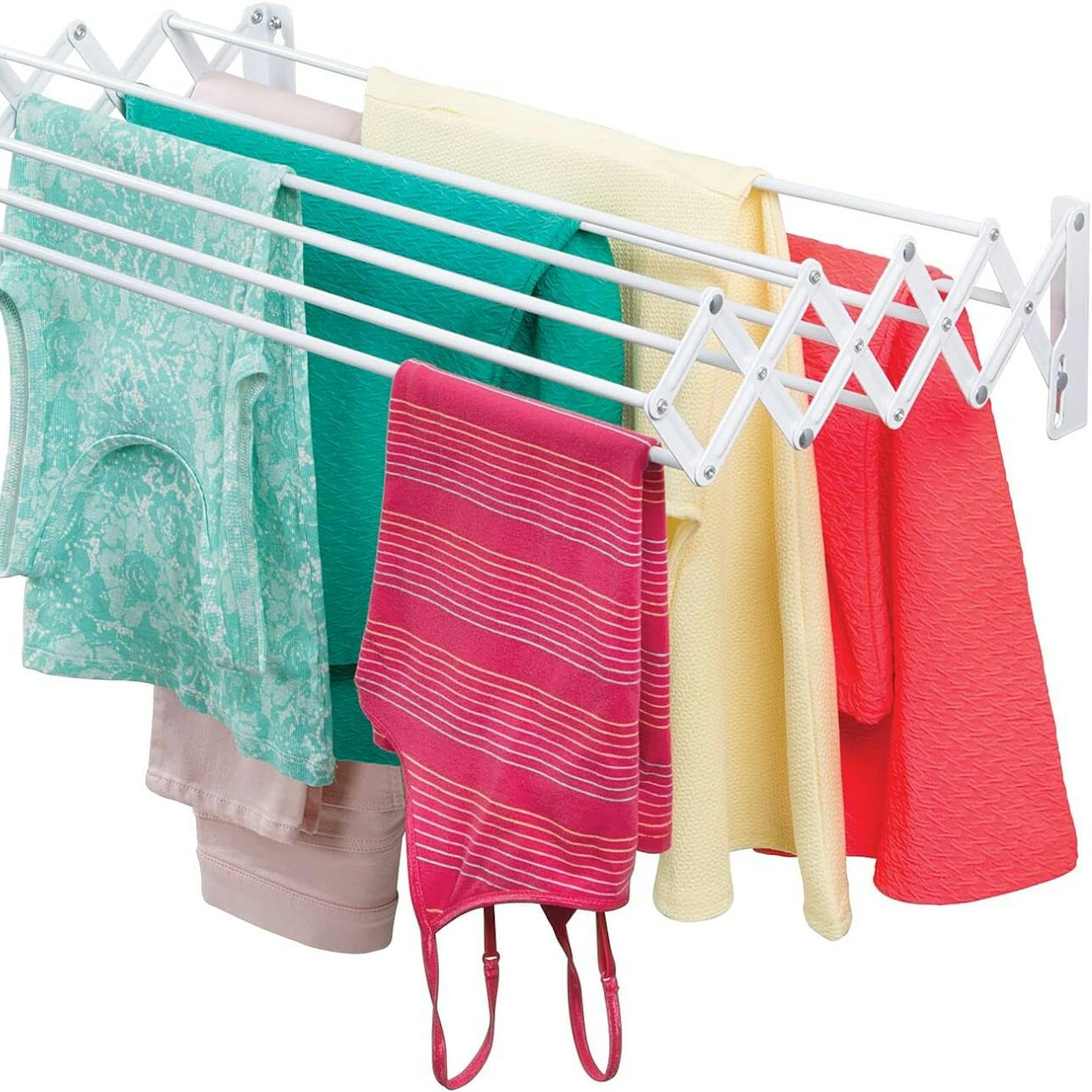 Retractable clothes airer in white