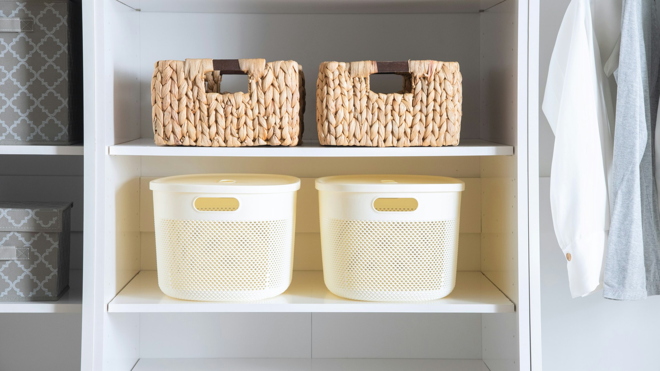 Storage baskets in utility room