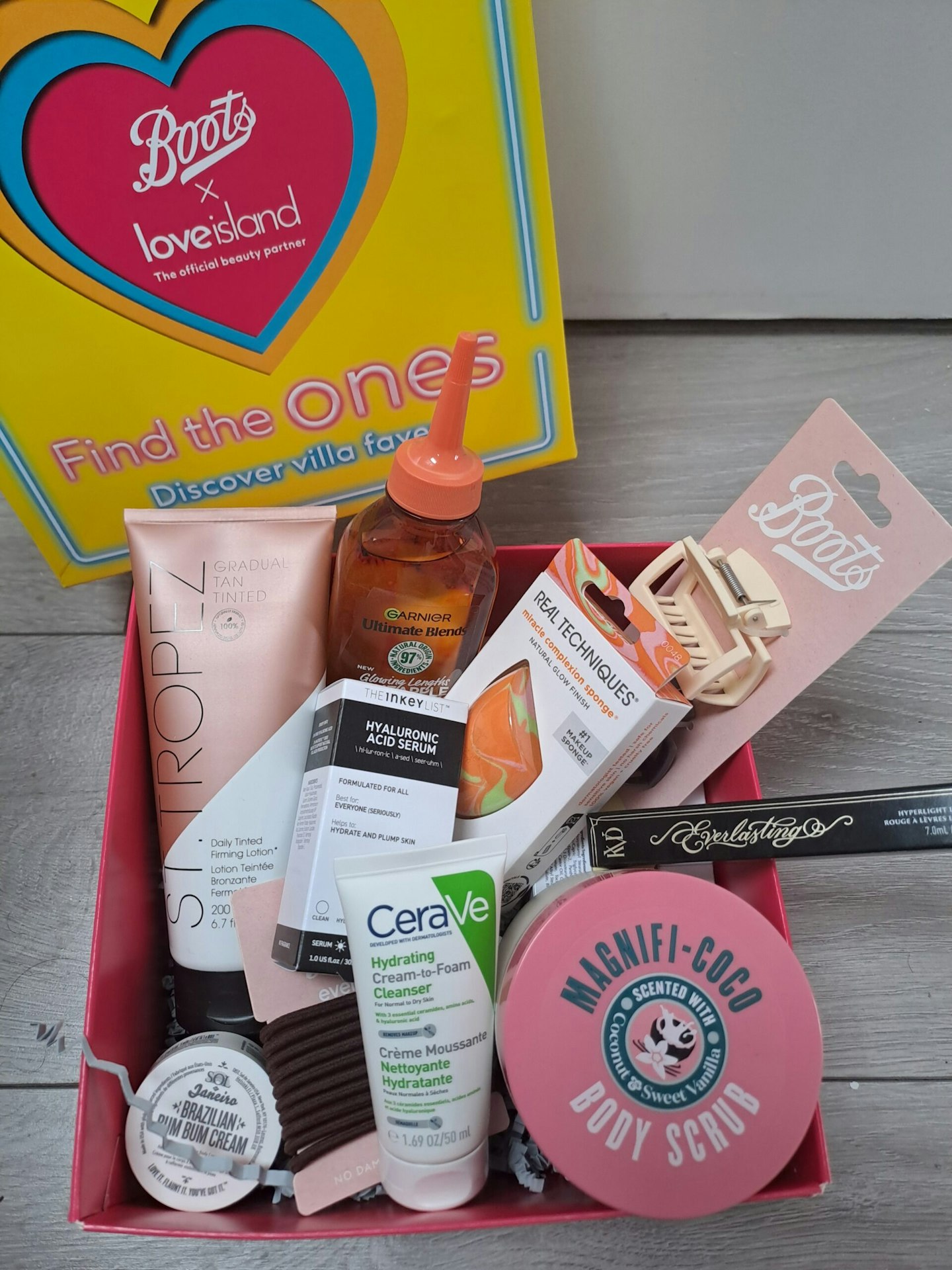 Boots X Love Island Beauty Box with products 
