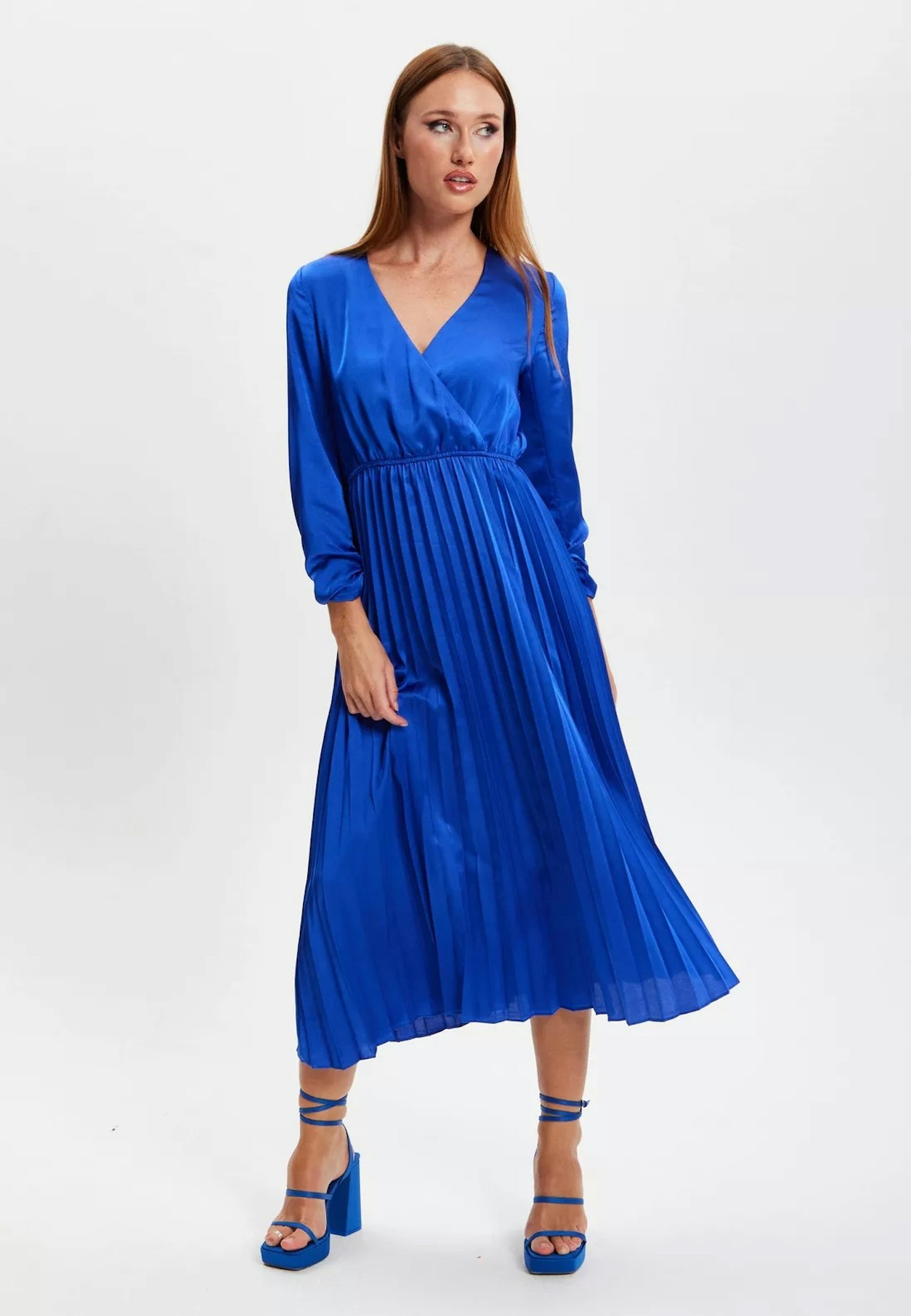 Debenhams Royal Blue Midi Dress With Pleat Details