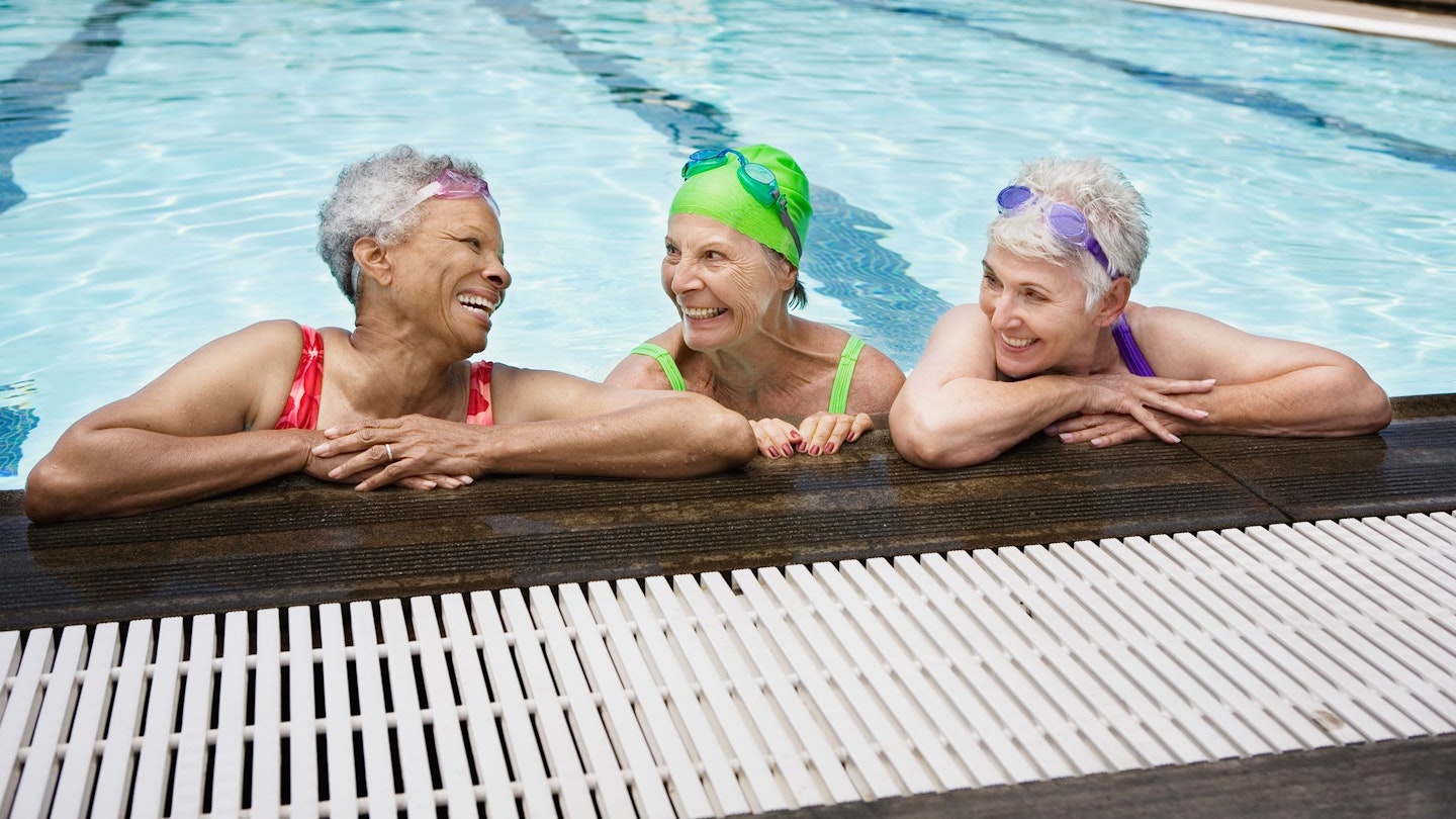 Three women in a swimming pool