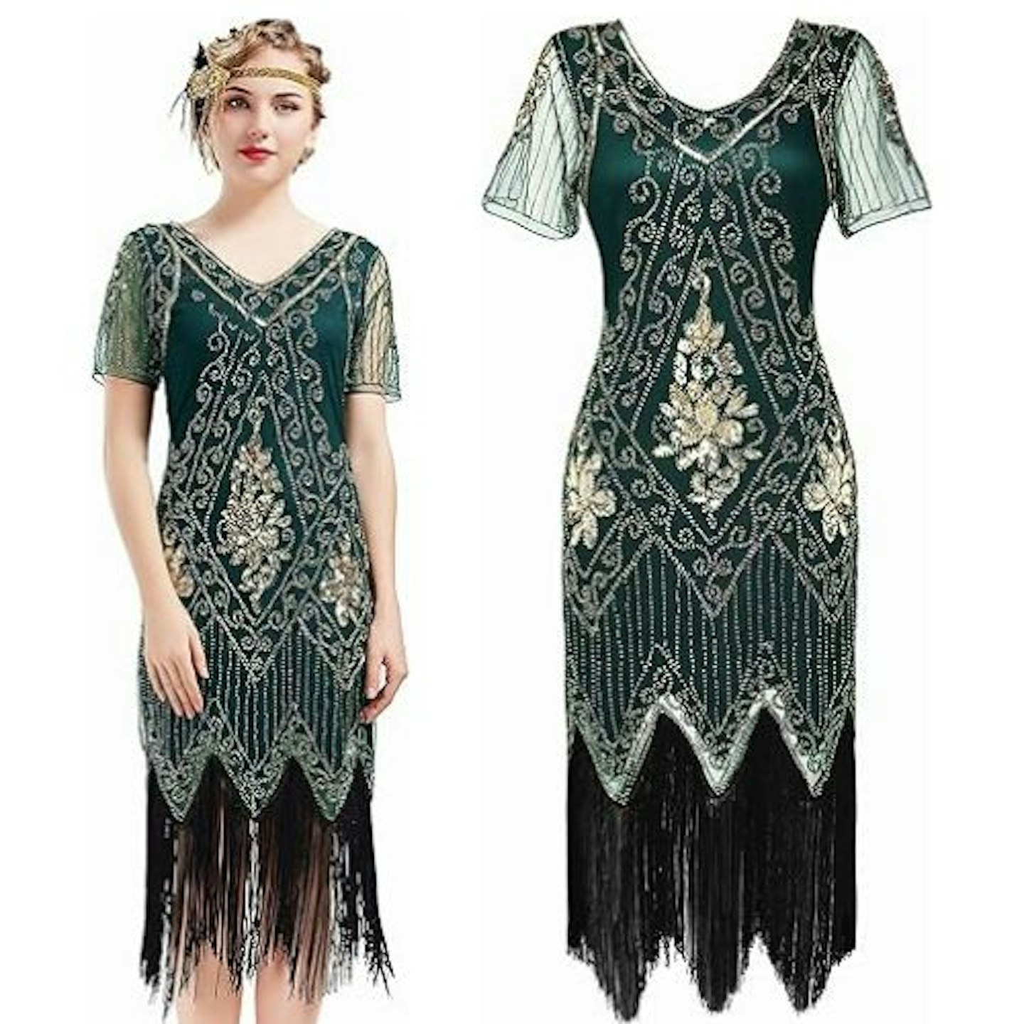 1920s Flapper Fringed Sequin Dress