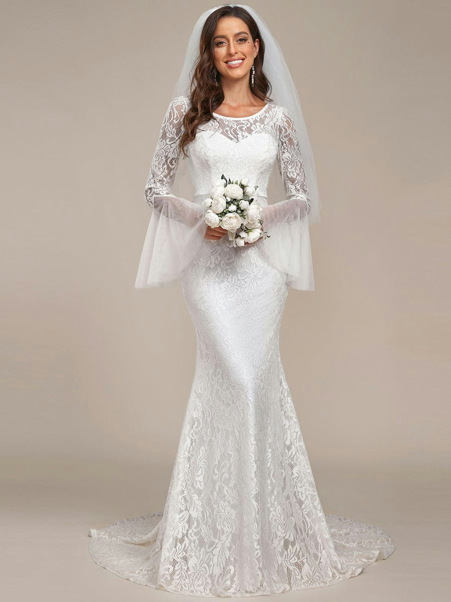 Ever Pretty Romantic V Back Mermaid Lace Wedding Dress