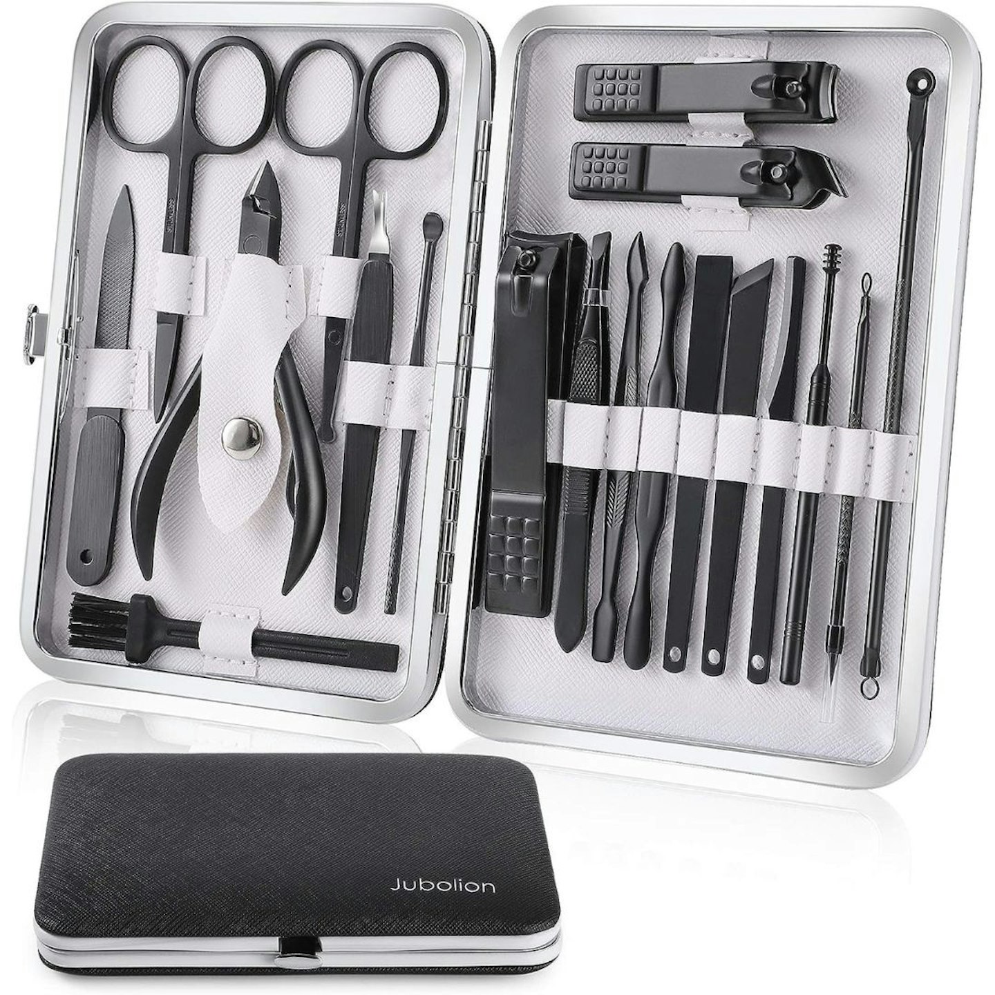 Jubolion 19pcs Stainless Steel Professional Nail Clippers Pedicure Set 