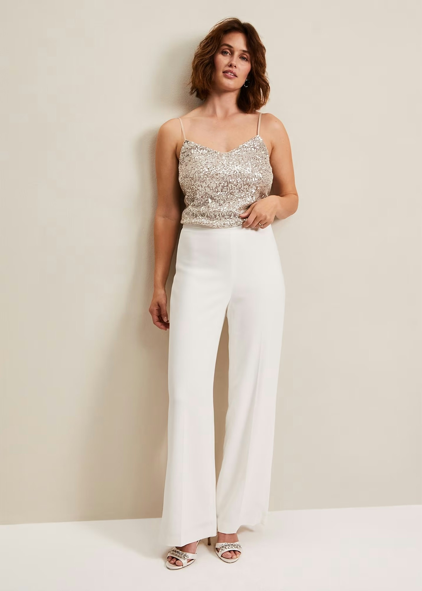 Phase Eight Beatriz Satin Wide Leg Bridal Trousers