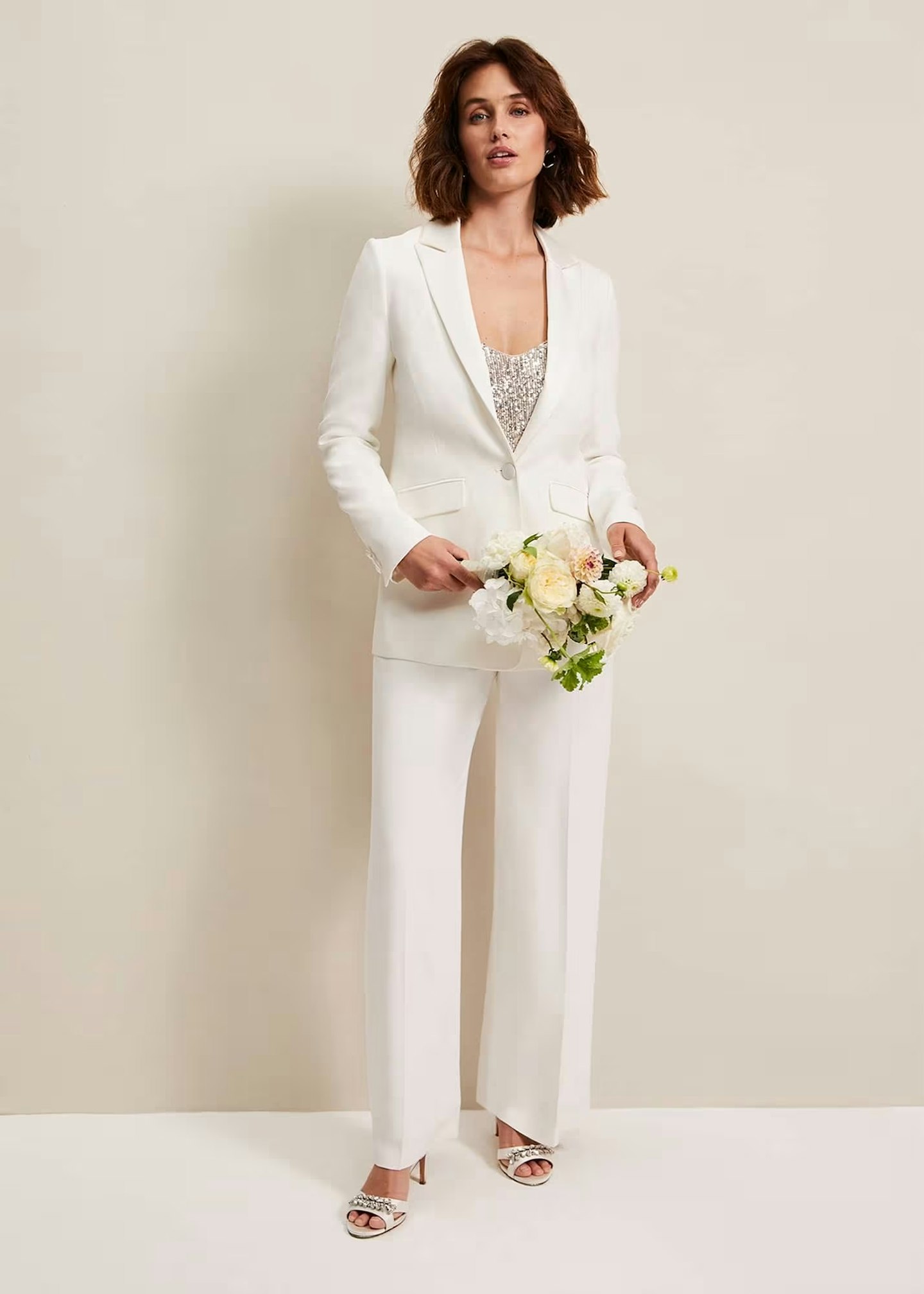 Phase Eight Beatriz White Satin Bridal Blazer