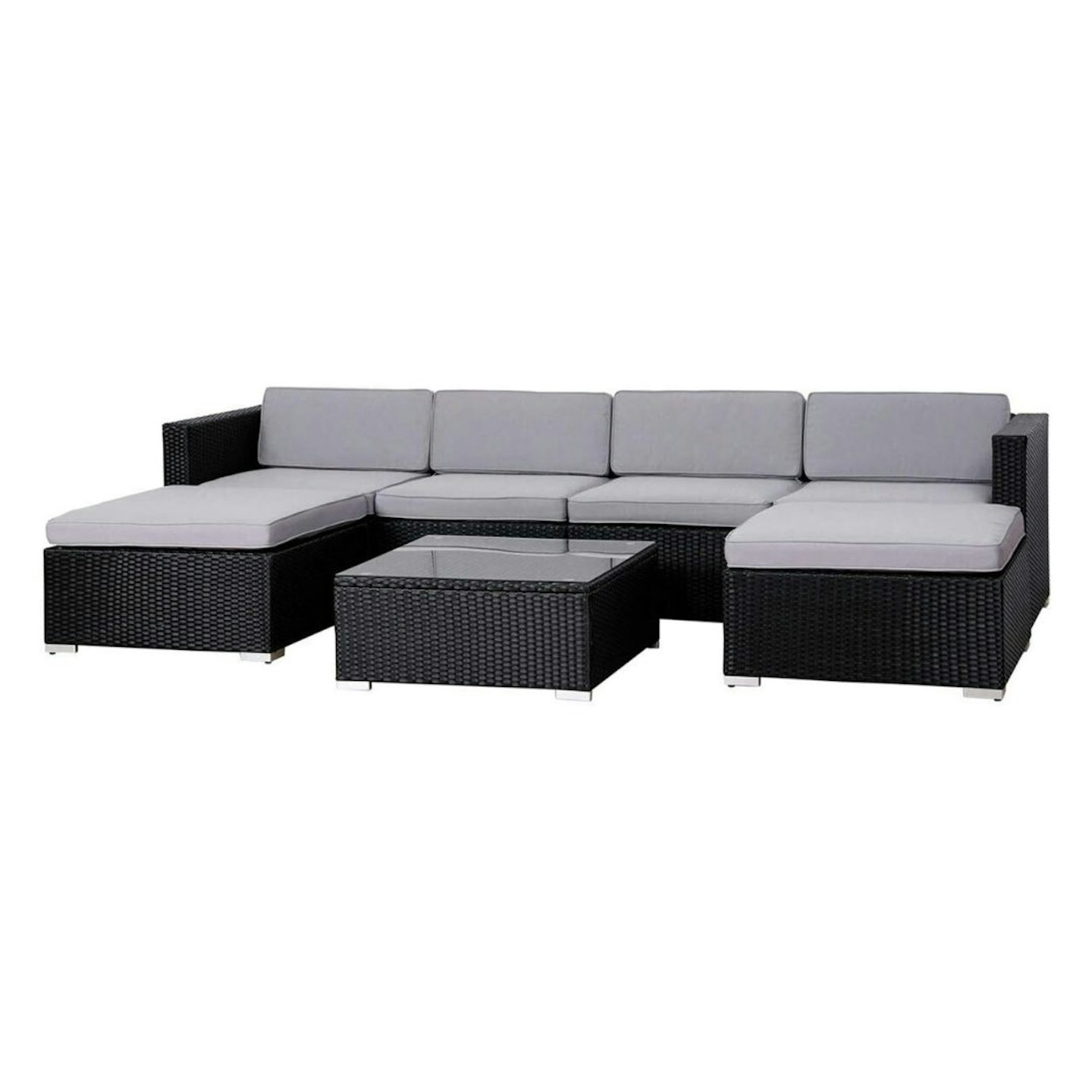 Evre - Nevada Black 6 Seater Outdoor Rattan Garden Furniture Set