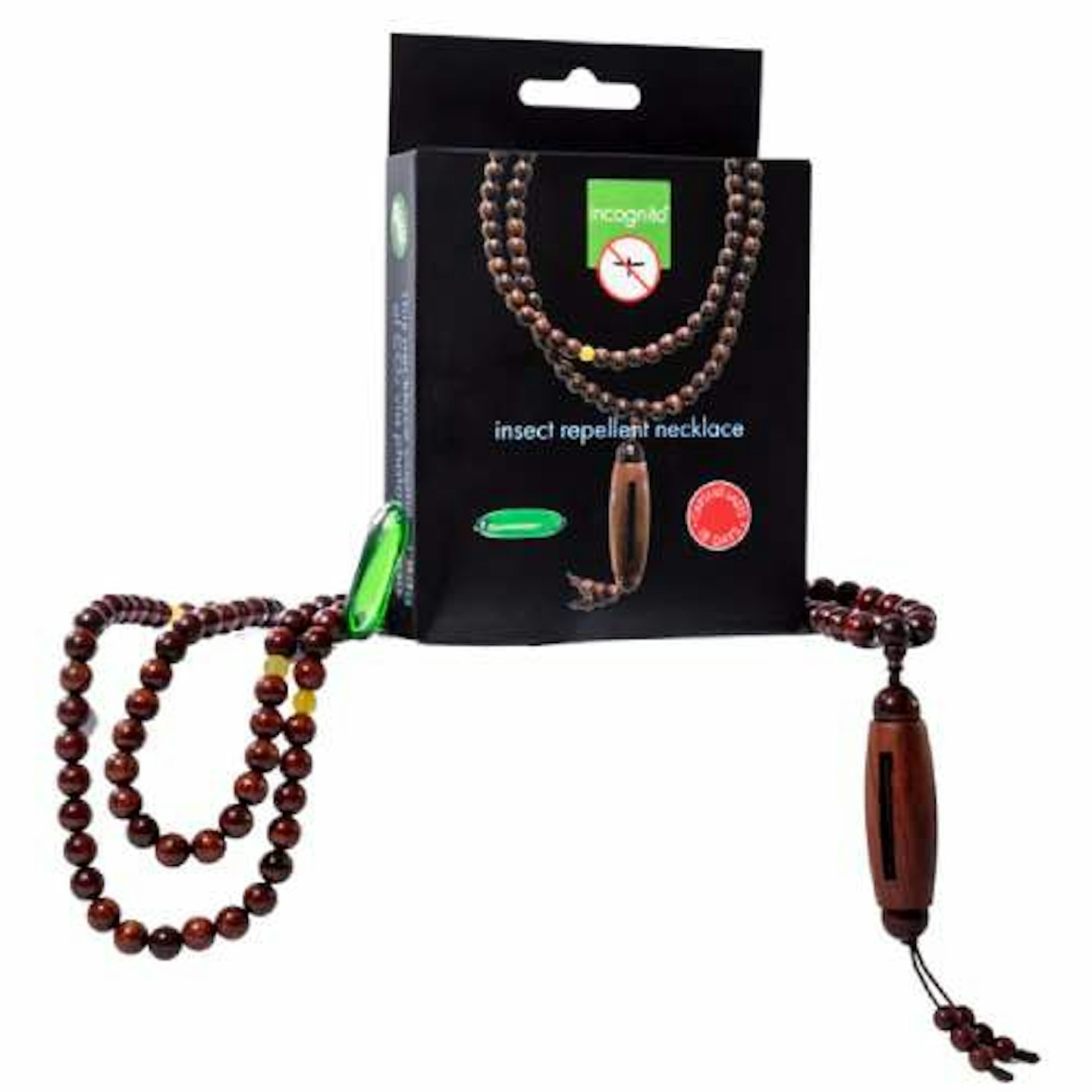 Incognito wooden mosquito repellent necklace 