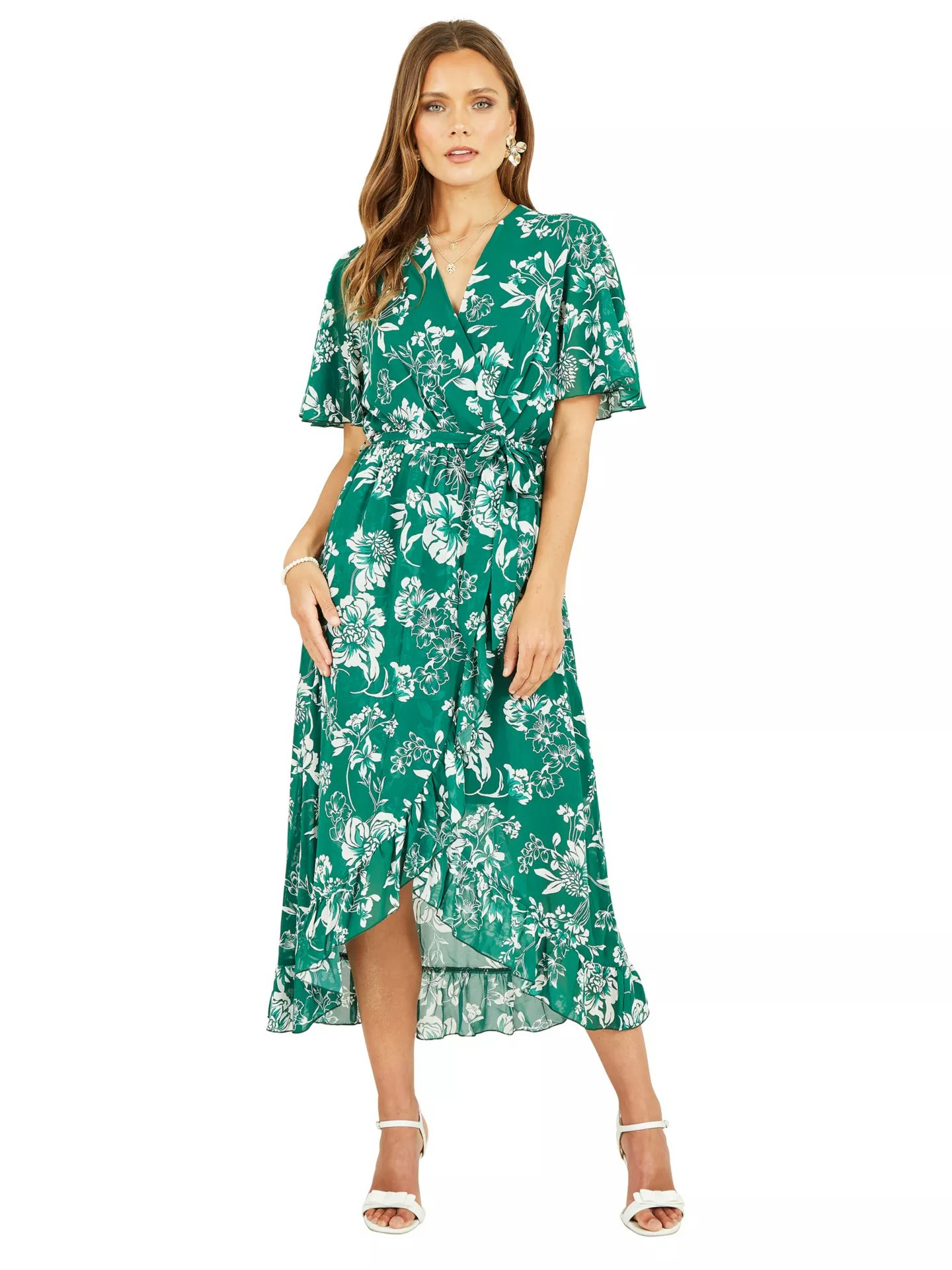 Mela London Floral Print Wrap Midi Dress