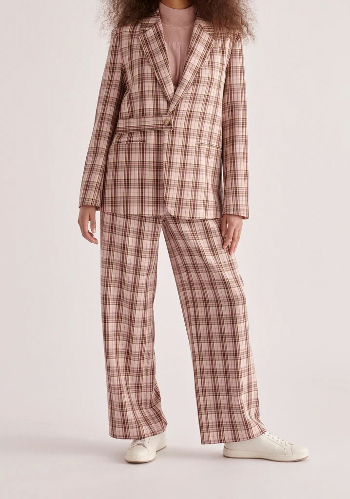 Paisie Pink Belted Plaid Suit