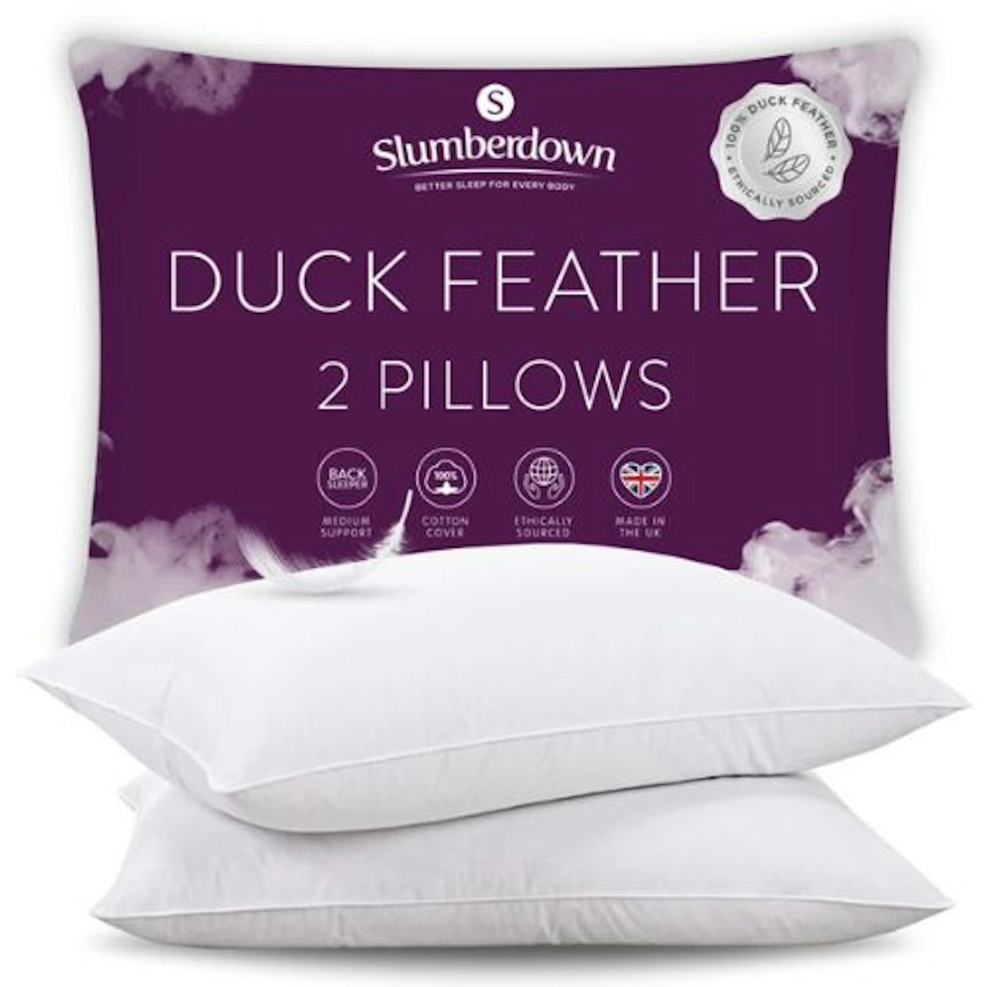 Slumberdown Duck Feather Medium Support Back Sleeper Pillow