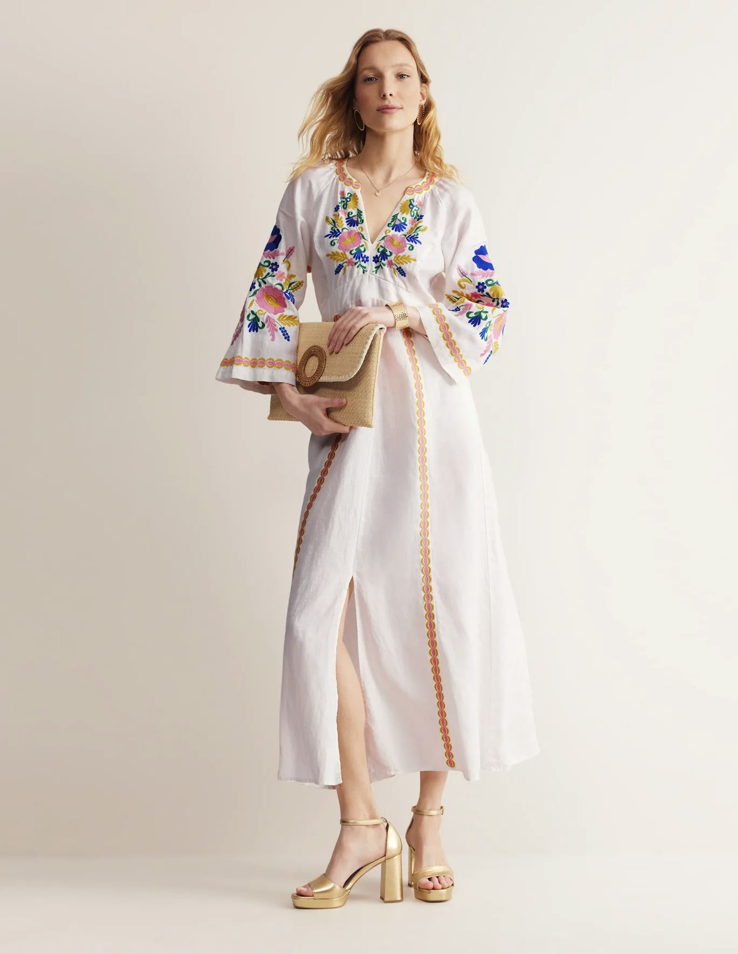 Una Linen Embroidered Dress