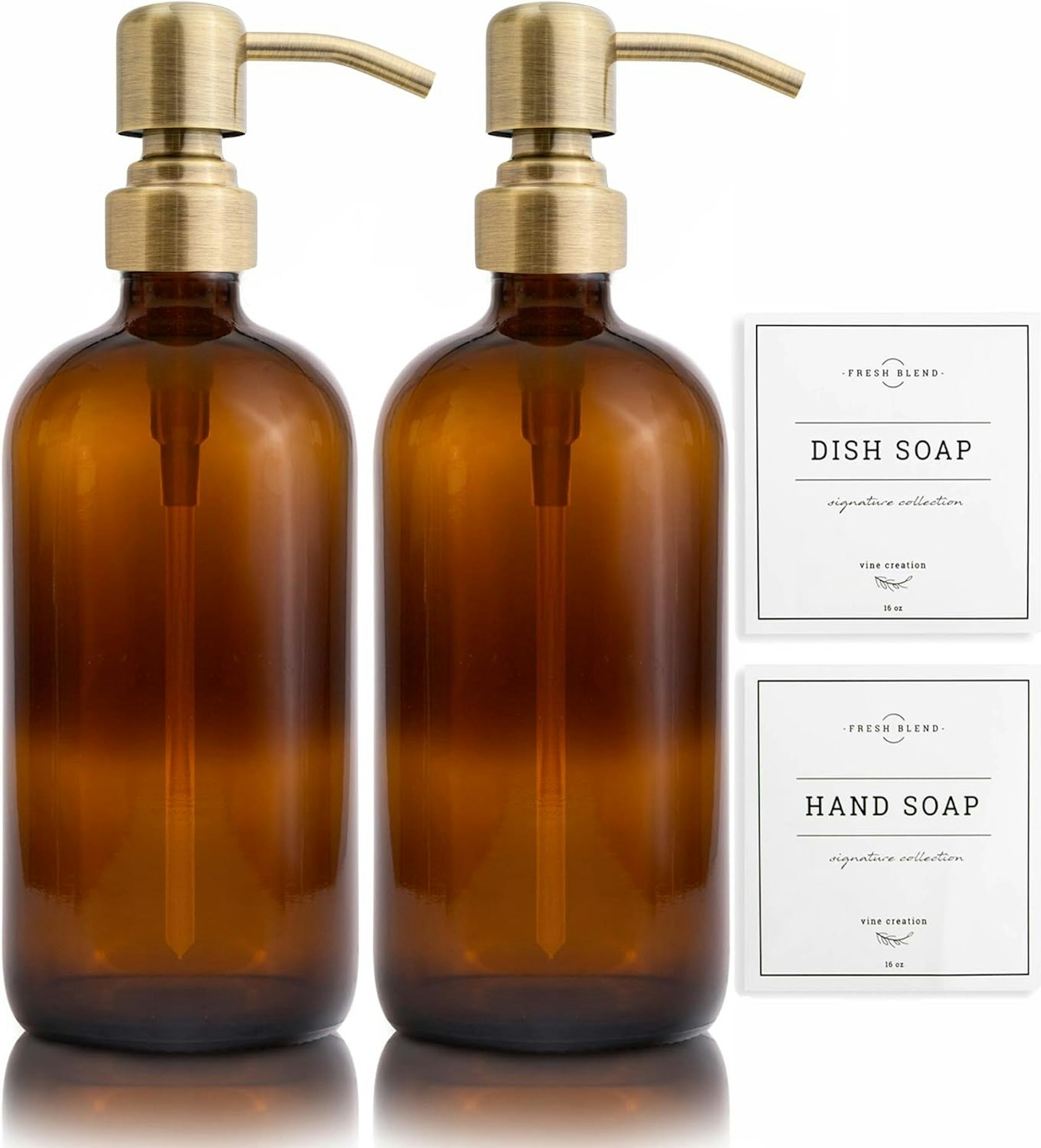 Vine Creations Amber Glass Soap Dispenser 2 Pack