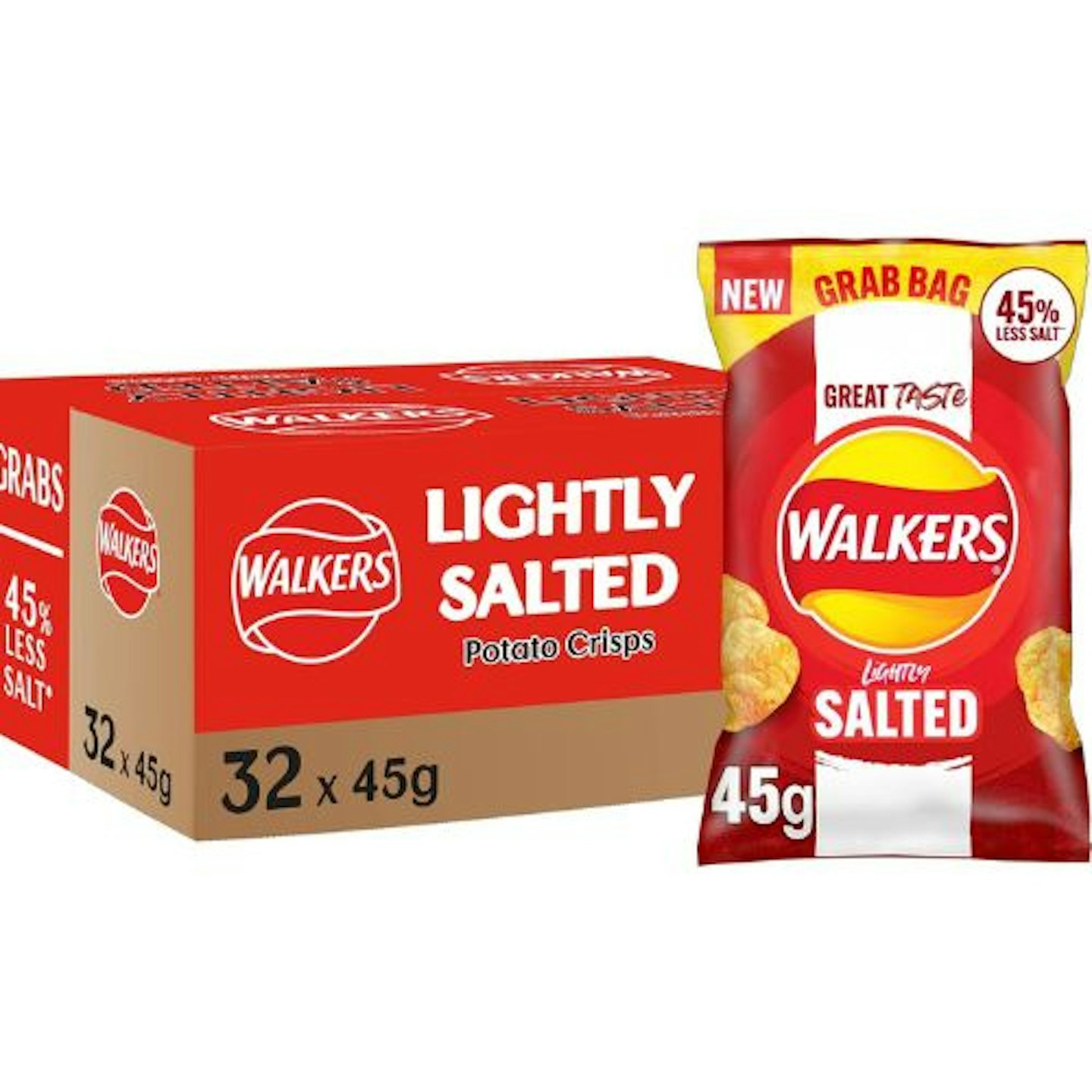 Walkers Less Salt Lightly Salted 45G (Case of 32)