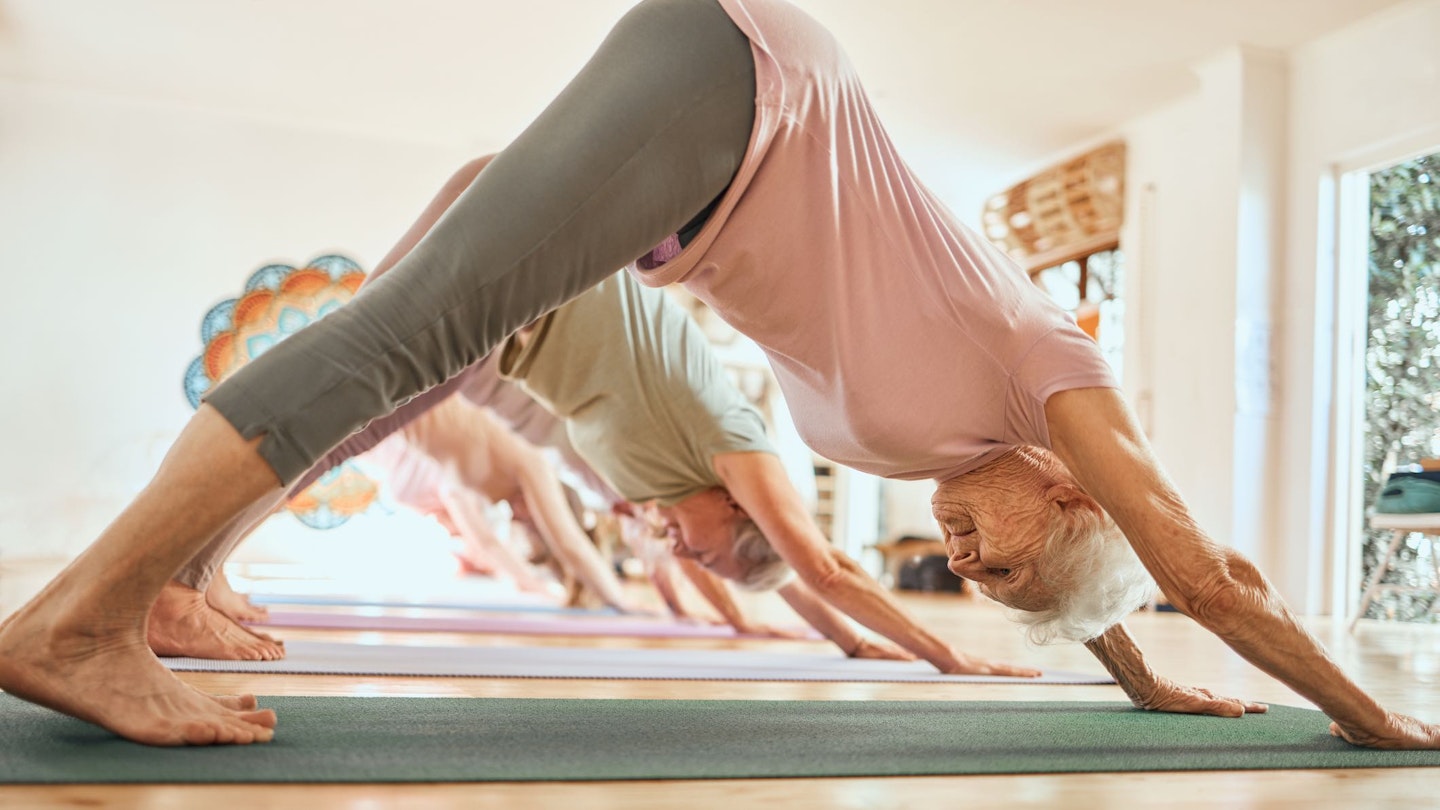 Woman doing downward dog exercise