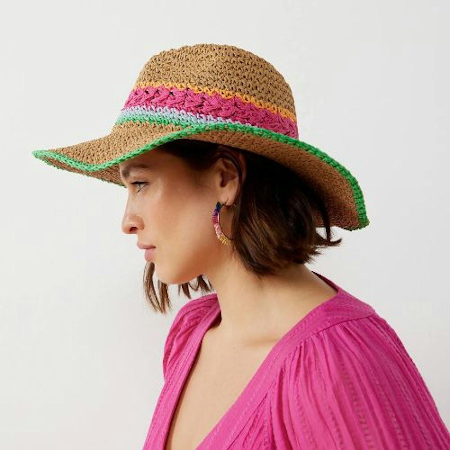 Colourful Stripe Crochet Fedora Hat