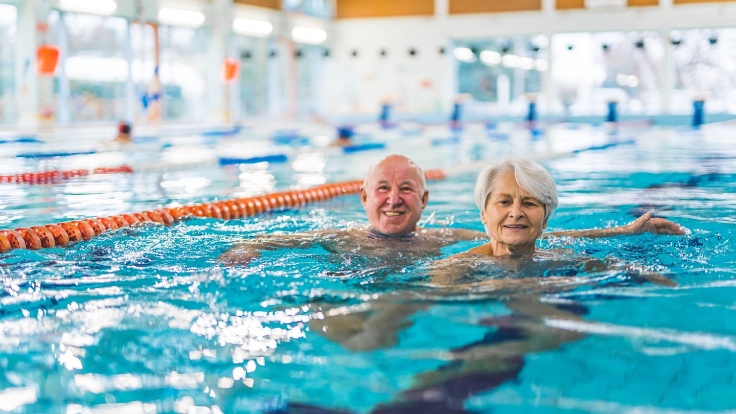 Couple swimming