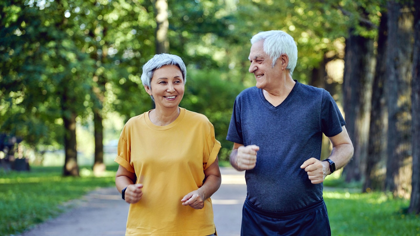 Couple walking in a park