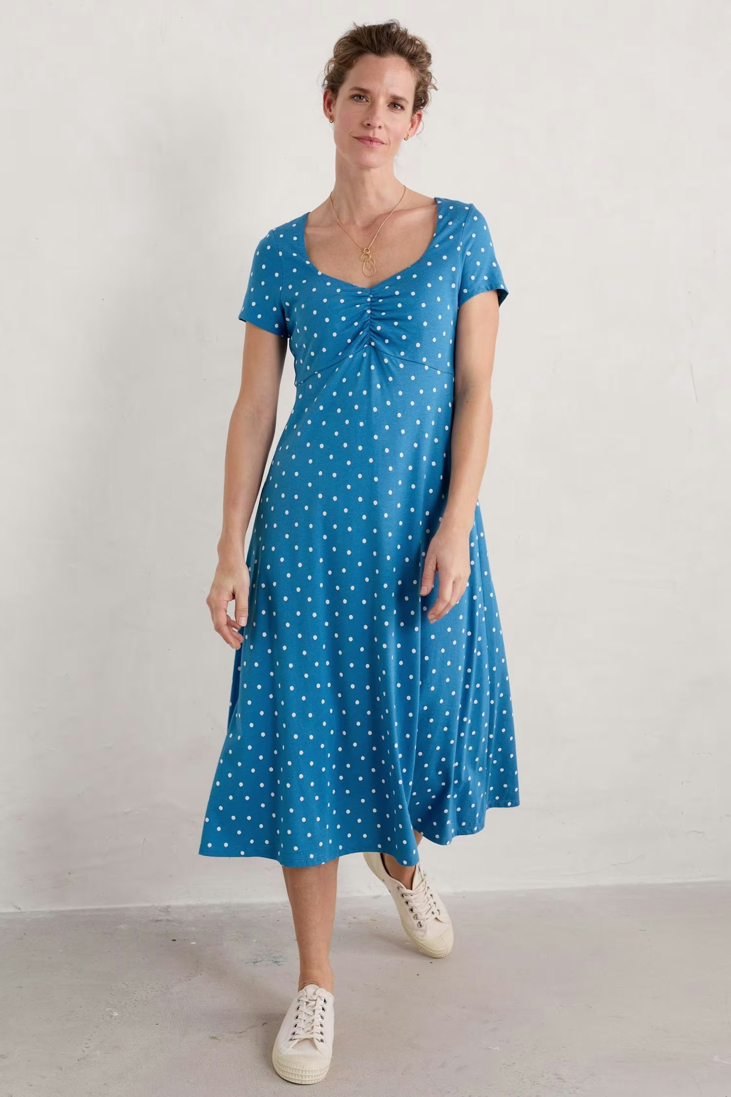 Seasalt Cornwall Blue Polka Dot Empire Line Dress