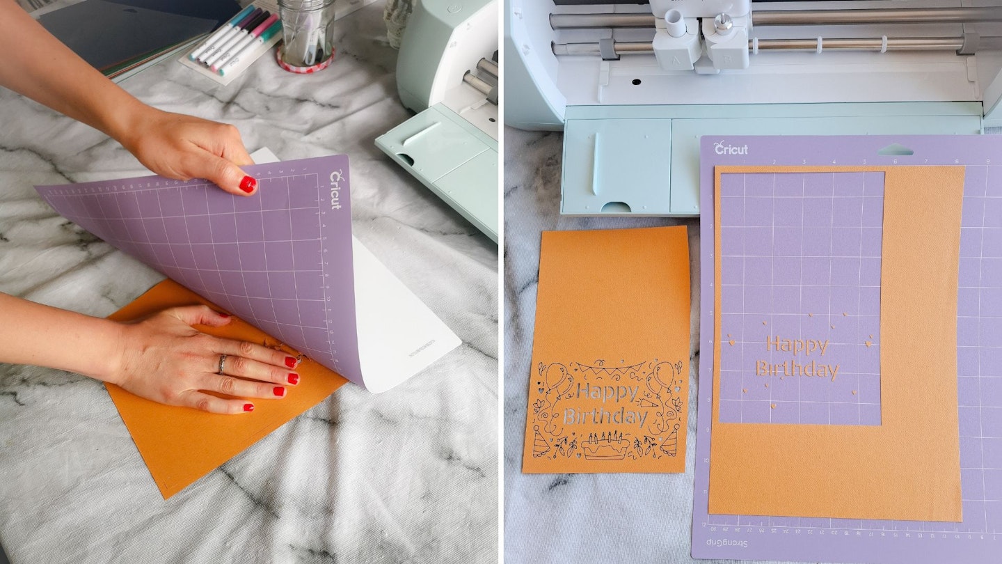 Using a Cricut cutting mat with card