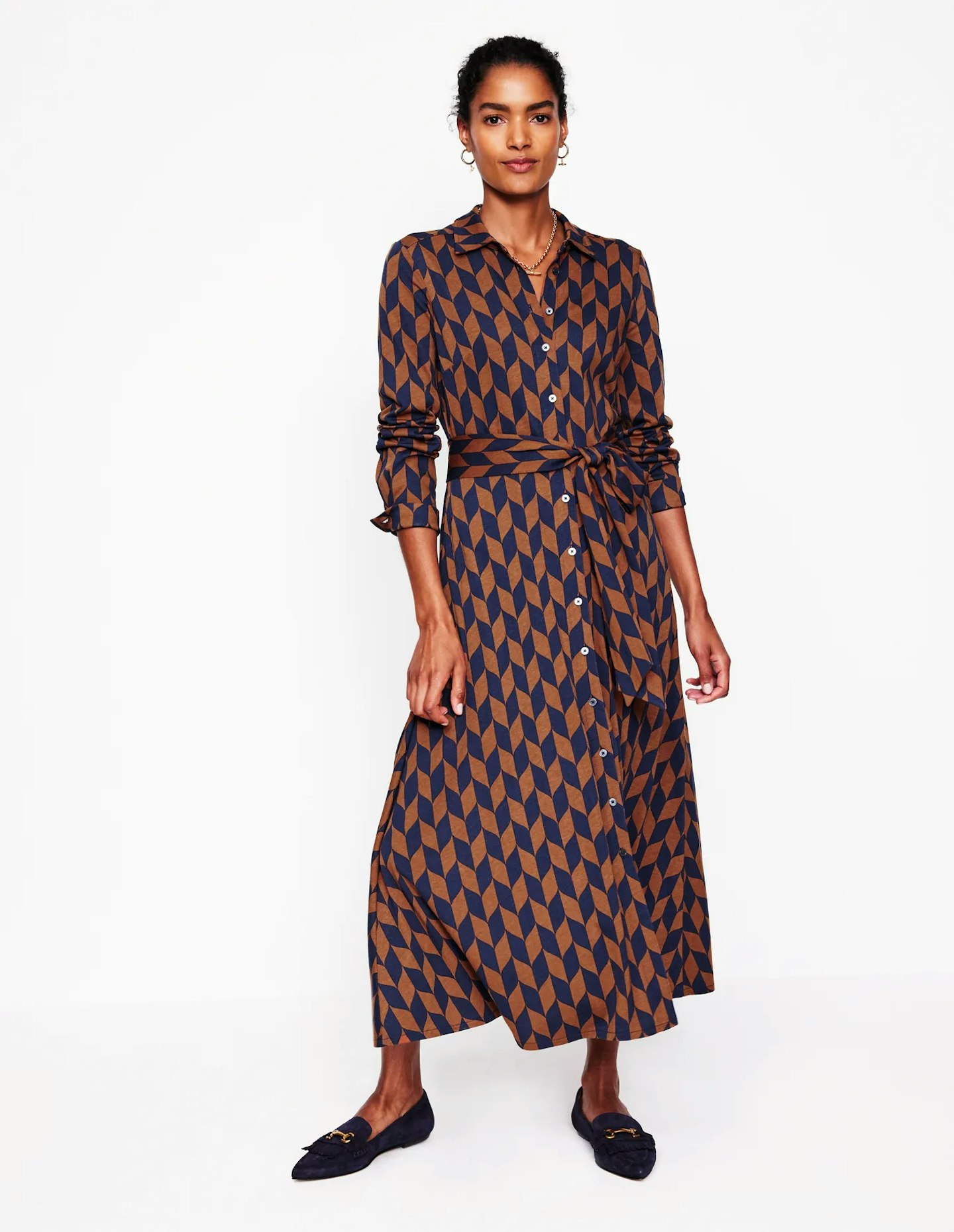 Marcia Jersey Midi Shirt Dress