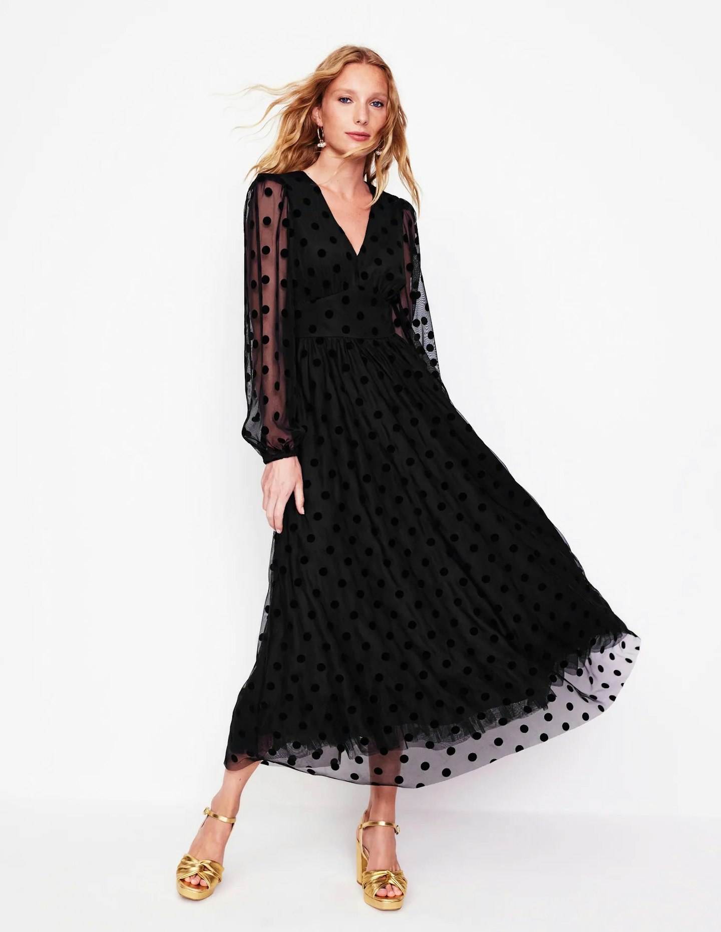 Boden Black Christina Tulle Midi Dress