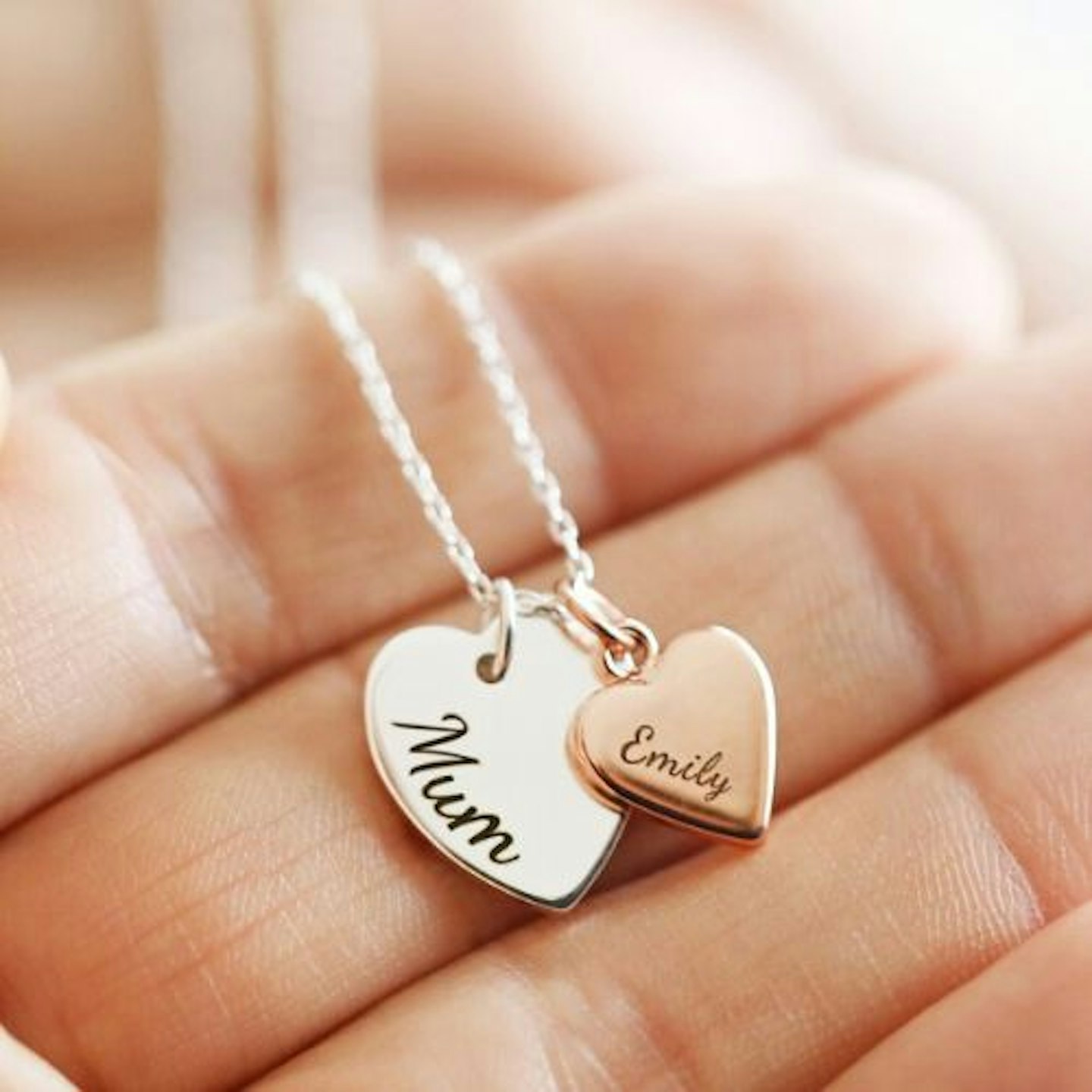 Lisa Angel Personalised Double Heart Charm Necklace